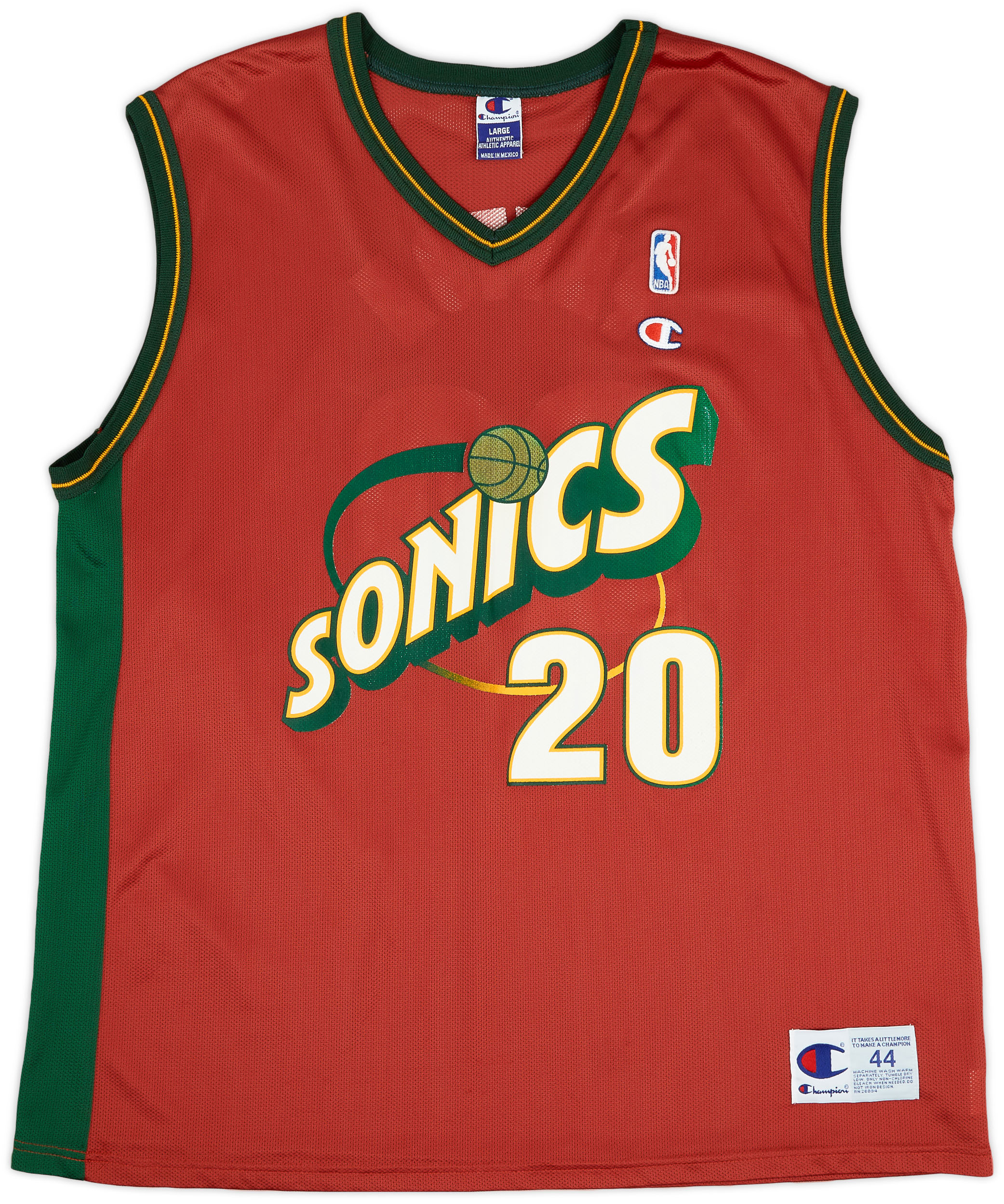 1999-01 Seattle SuperSonics Payton #20 Champion Alternate Jersey (Very