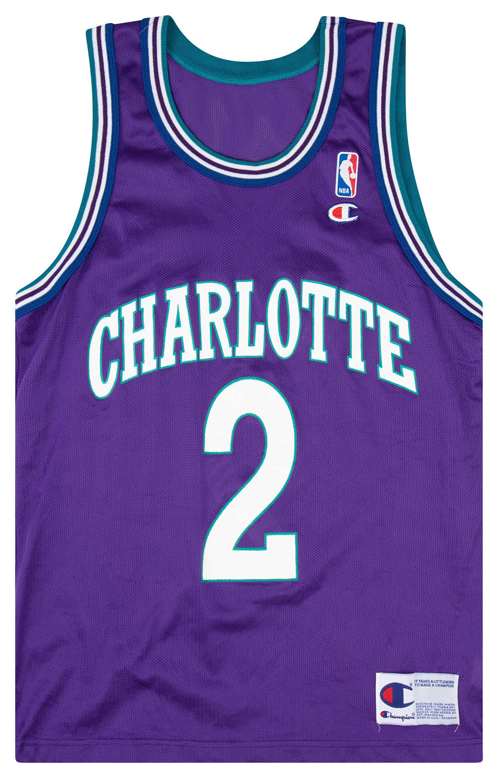 1994-95 Charlotte Hornets Johnson #2 Champion Jersey (Alternate) L