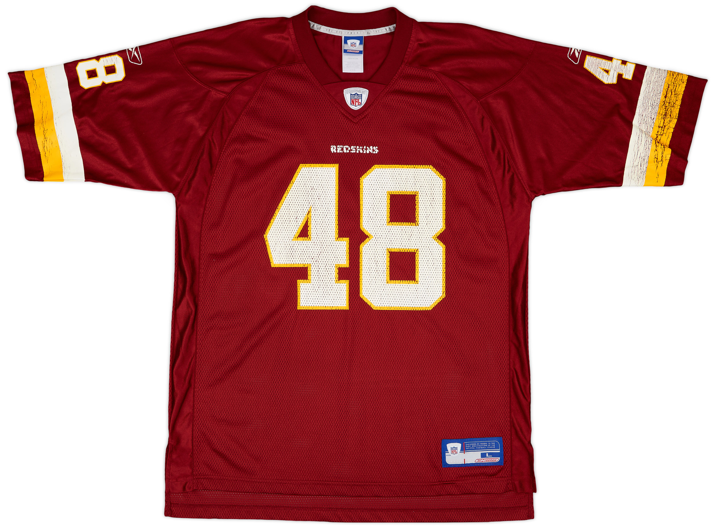 2002 Washington Redskins Davis 48 Reebok On Field Home Jersey 5/10 (L)