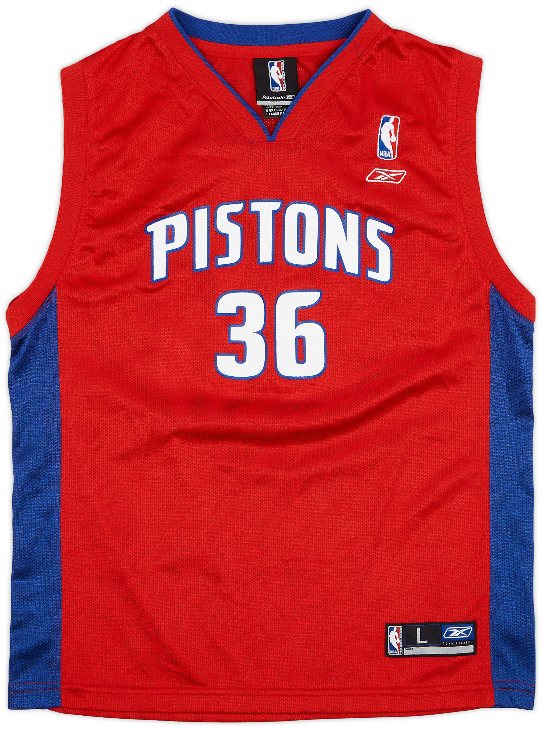 2005-06 Detroit Pistons Wallace #36 Reebok Alternate Jersey - 9/10 - (L.Boys)