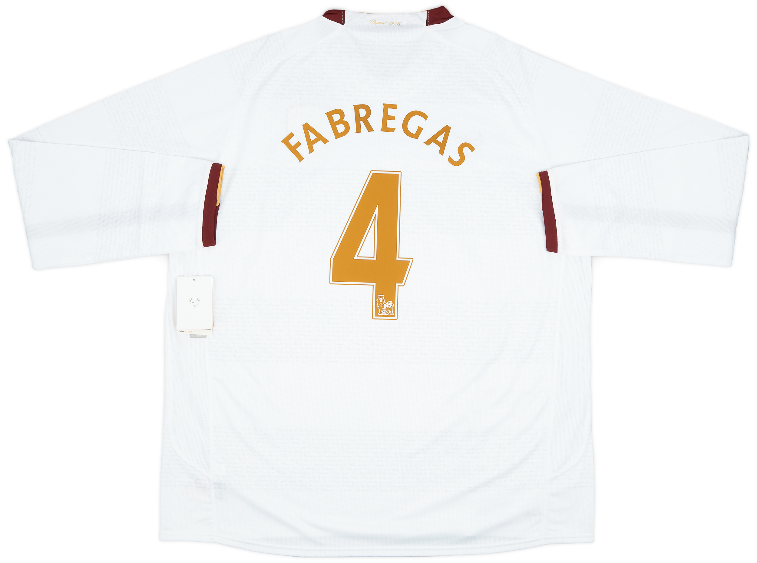 2007-08 Arsenal Away L/S Shirt Fabregas #4 (XXL)
