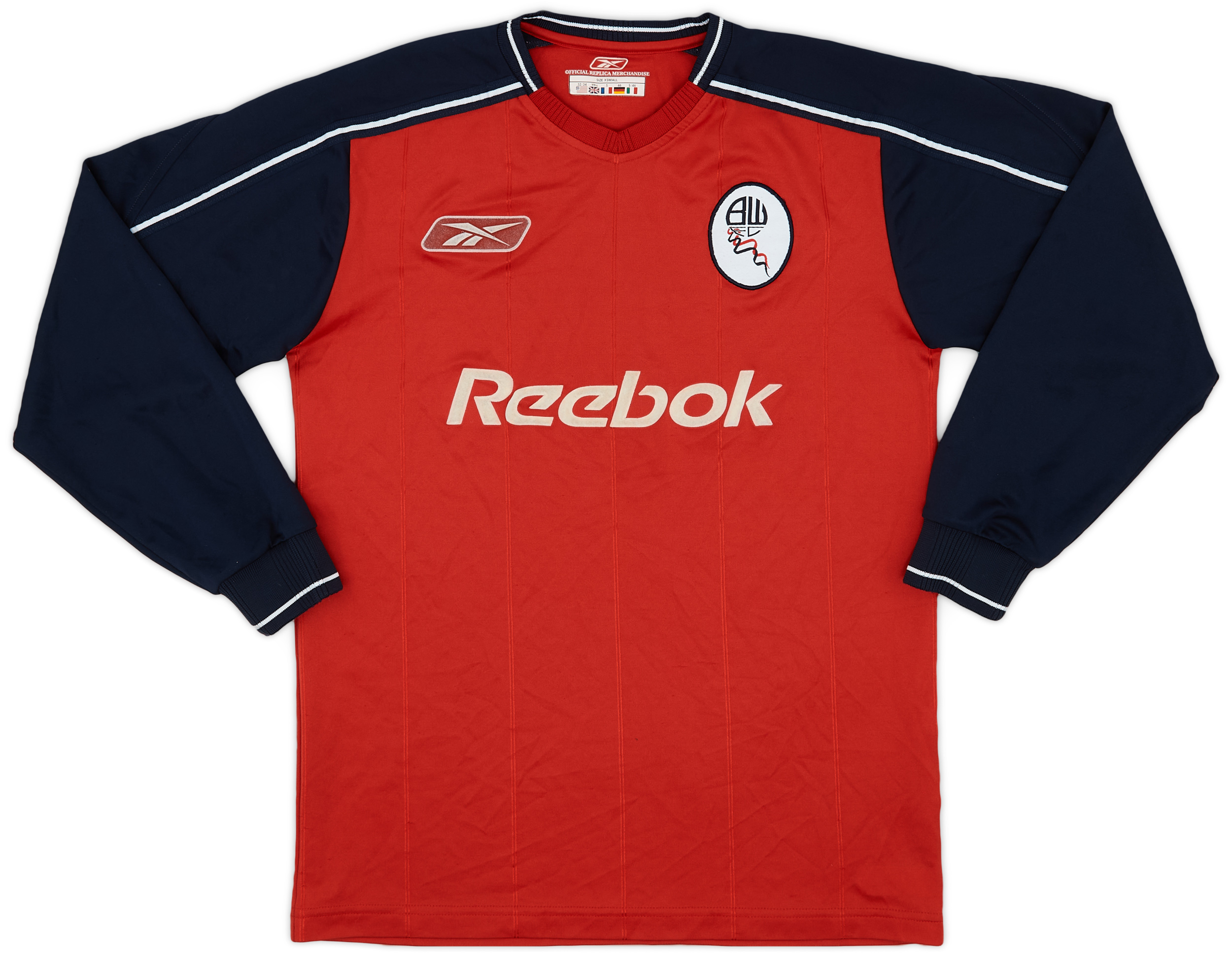 リーボック　サッカー　ユニフォーム　BOLTON WANDERERS F.C. Bolton Wanderers 1995-1997 Premier League Home Jersey