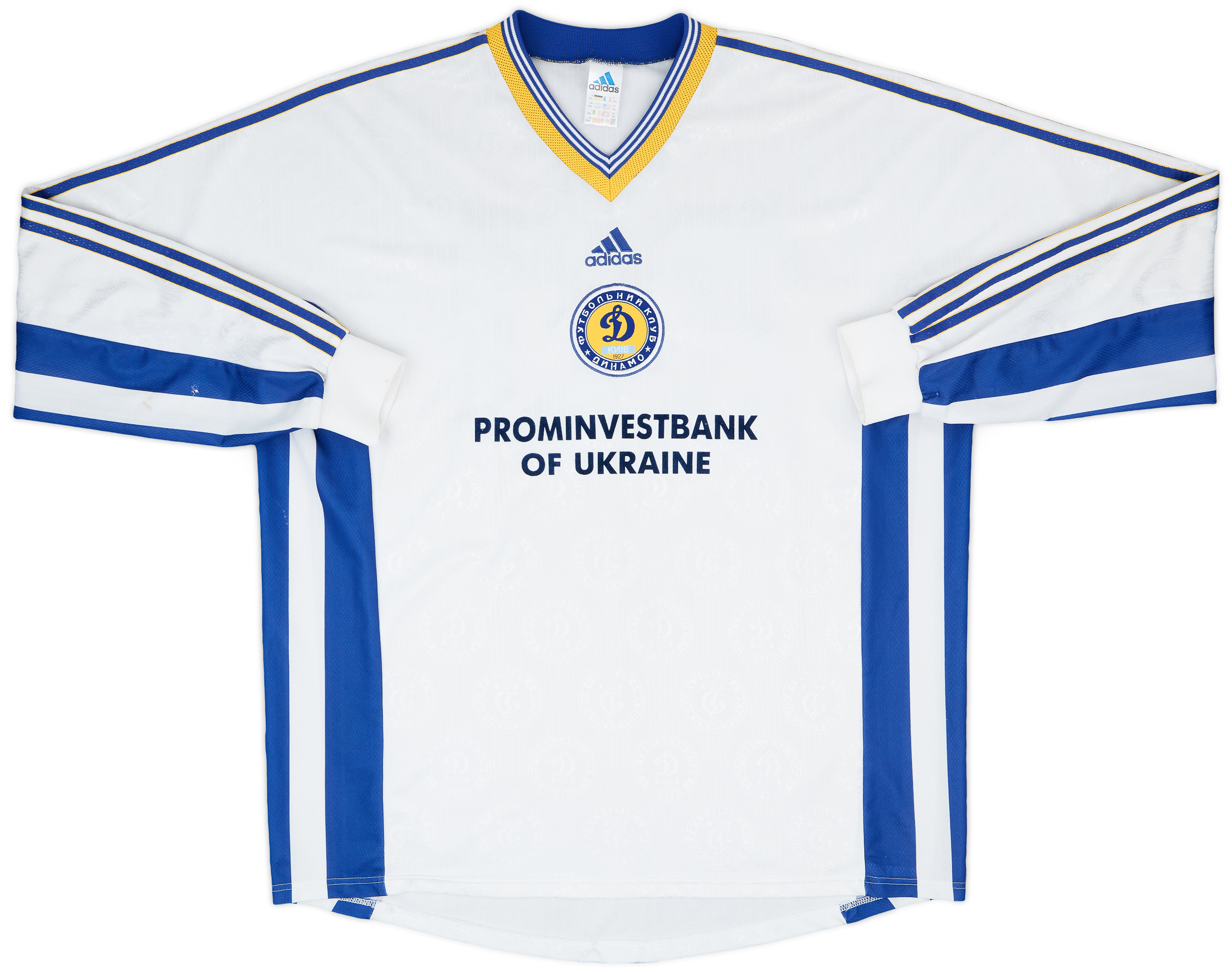 adidas Dynamo Kyiv 1998-1999長袖シャツ 1998-99 Dynamo Kyiv Match Issue Home L/S Shirt #20