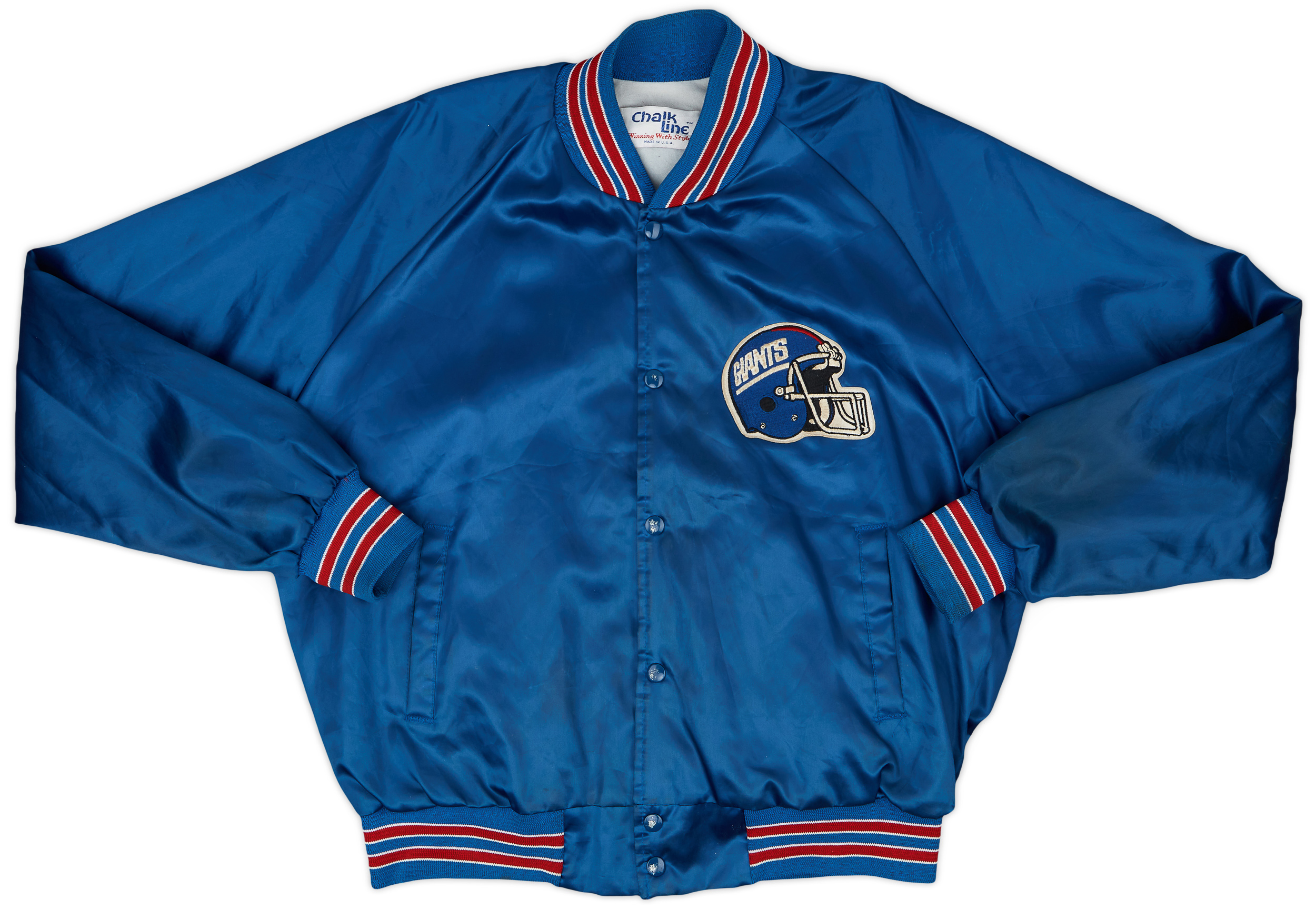 1990s New York Giants Chalk Line Satin Varsity Jacket - 7/10