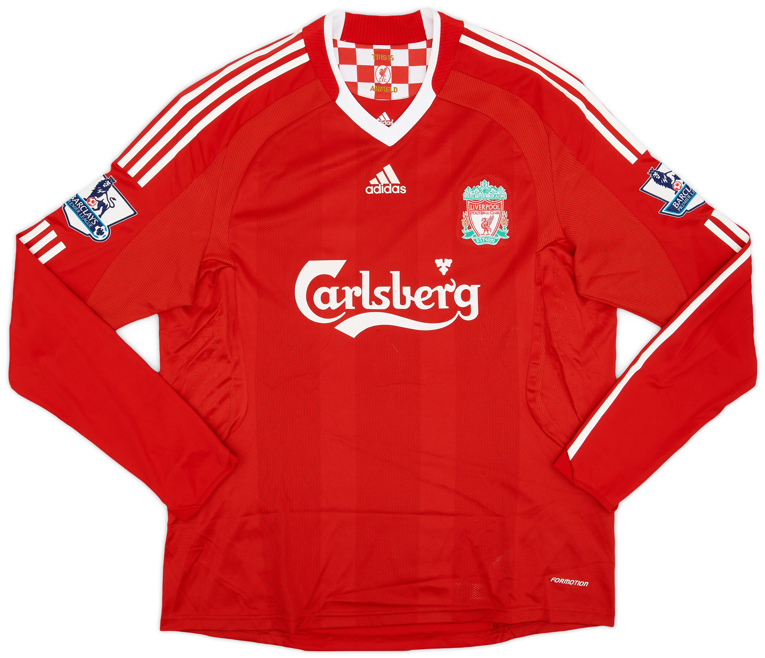 2008-09 Liverpool Match Issue Home L/S Shirt Babel #19