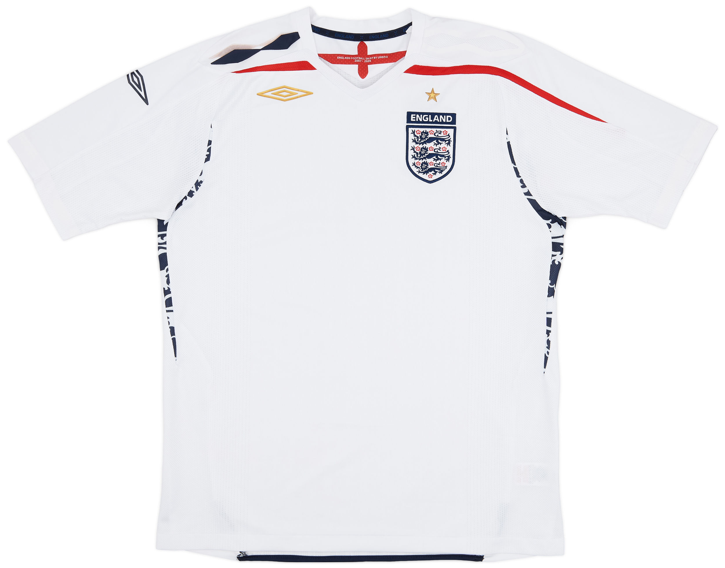【vintage】ENGLAND uniform football 2007/09 ENGLAND Vintage Umbro Home Football Shirt Jersey (L