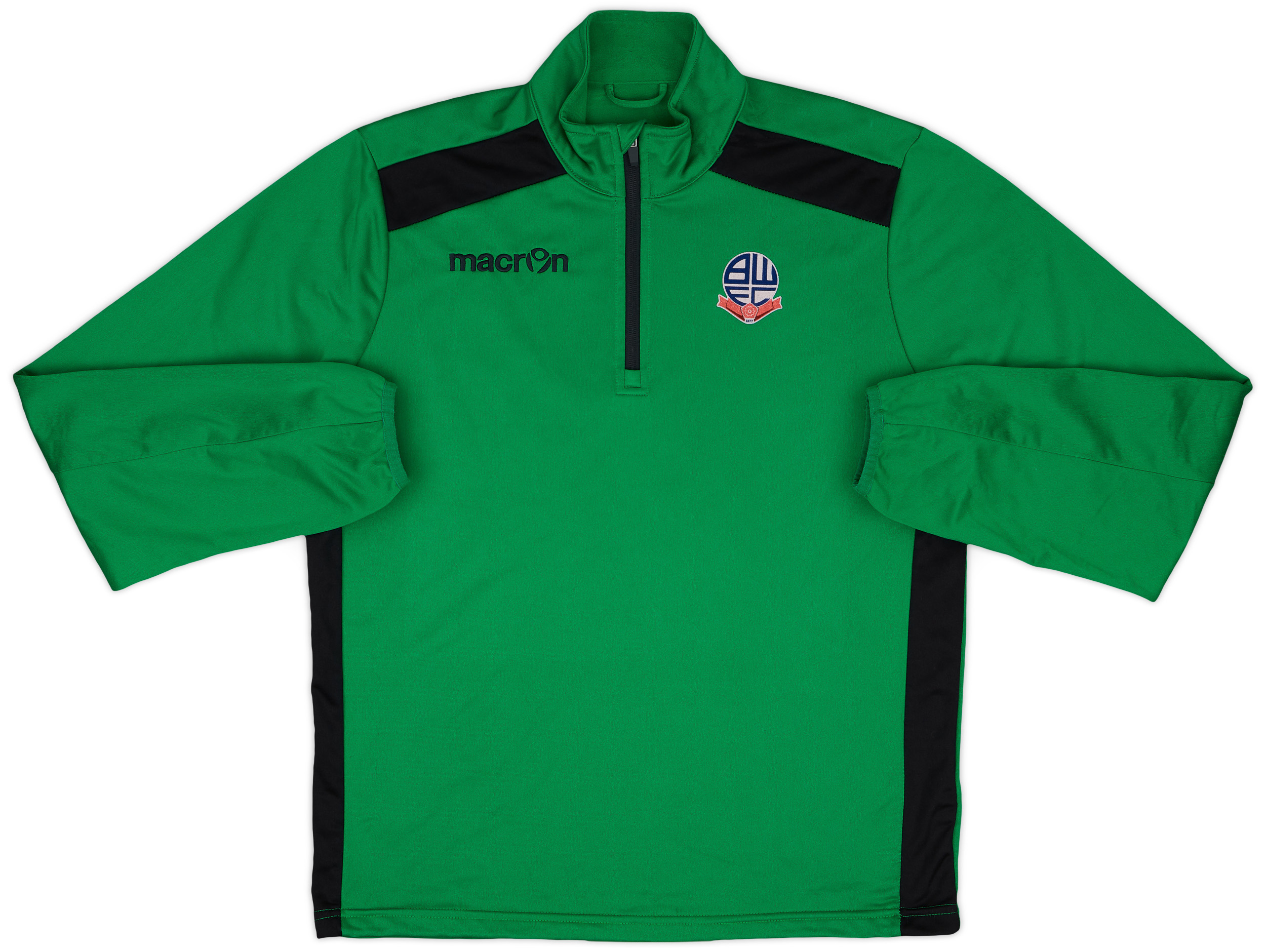 Haut D’entraînement Bolton Wanderers – Macron 1/4 Zip, Manches Longues, Taille M – Bleu
