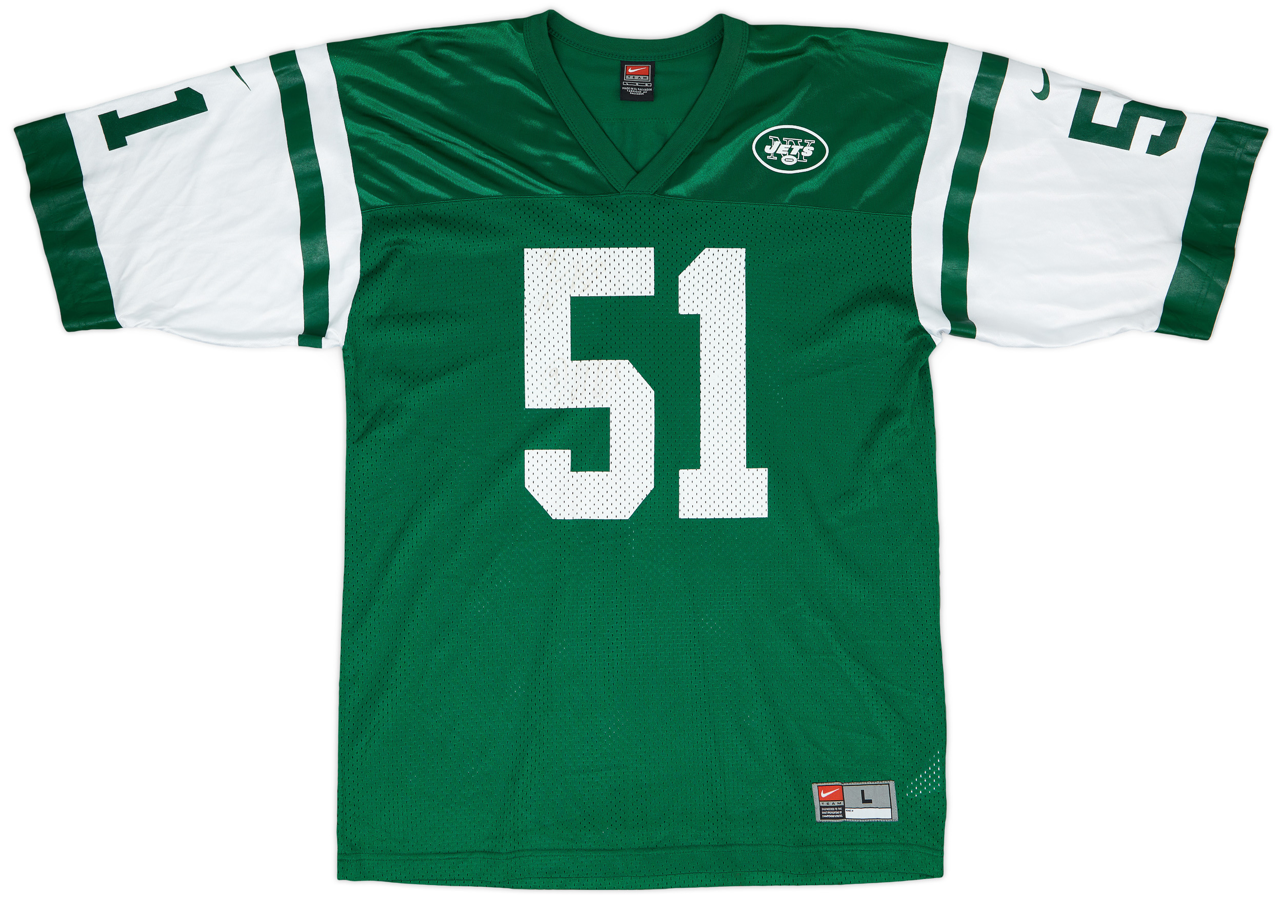 1998-00 New York Jets Cox #51 'Signed' Nike Home Jersey - 8/10 - (L)