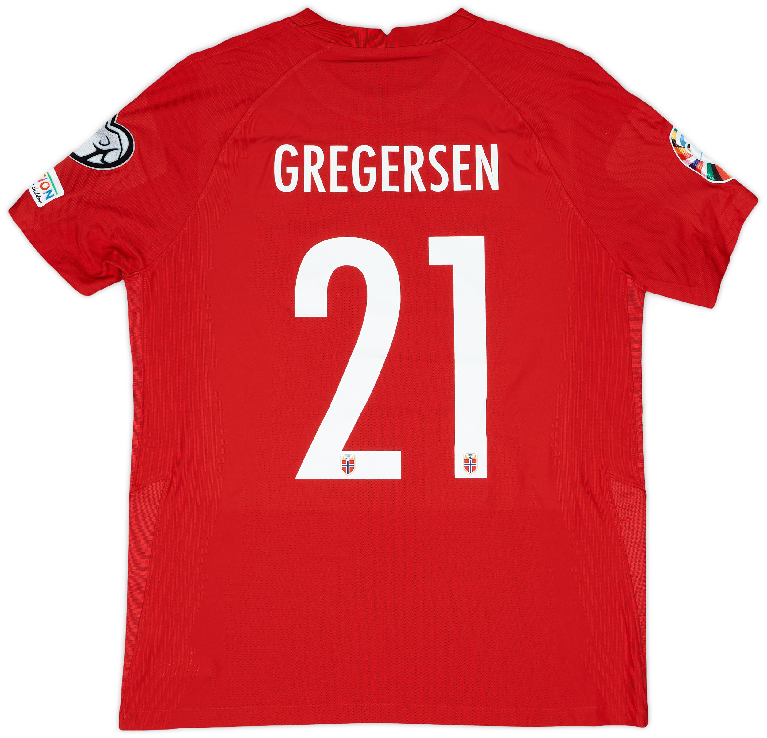 2022-23 Norway Match Issue European Championship Home Shirt Gregersen #21