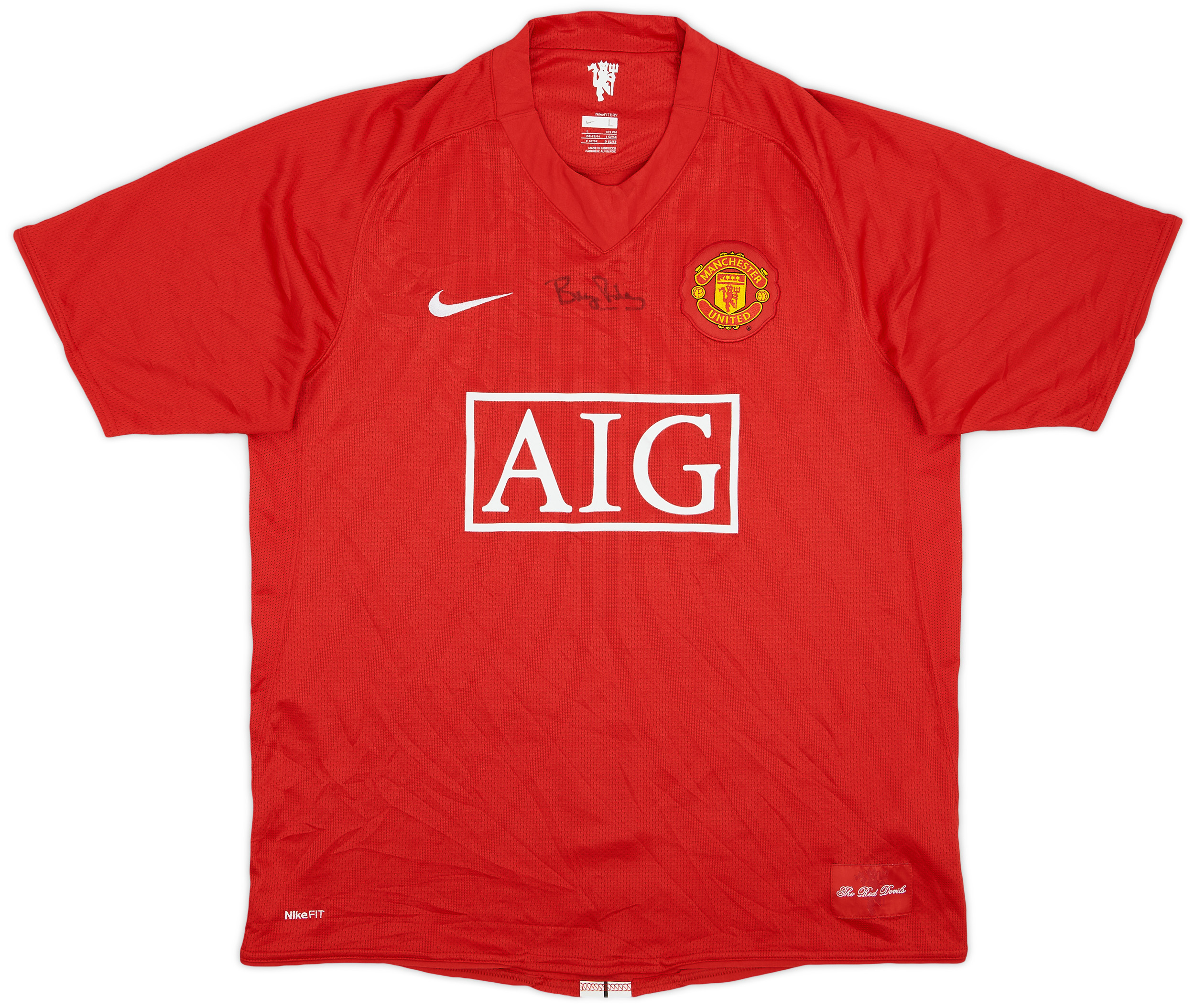 2007-09 Manchester United Signed Home Shirt - 8/10 - (L)