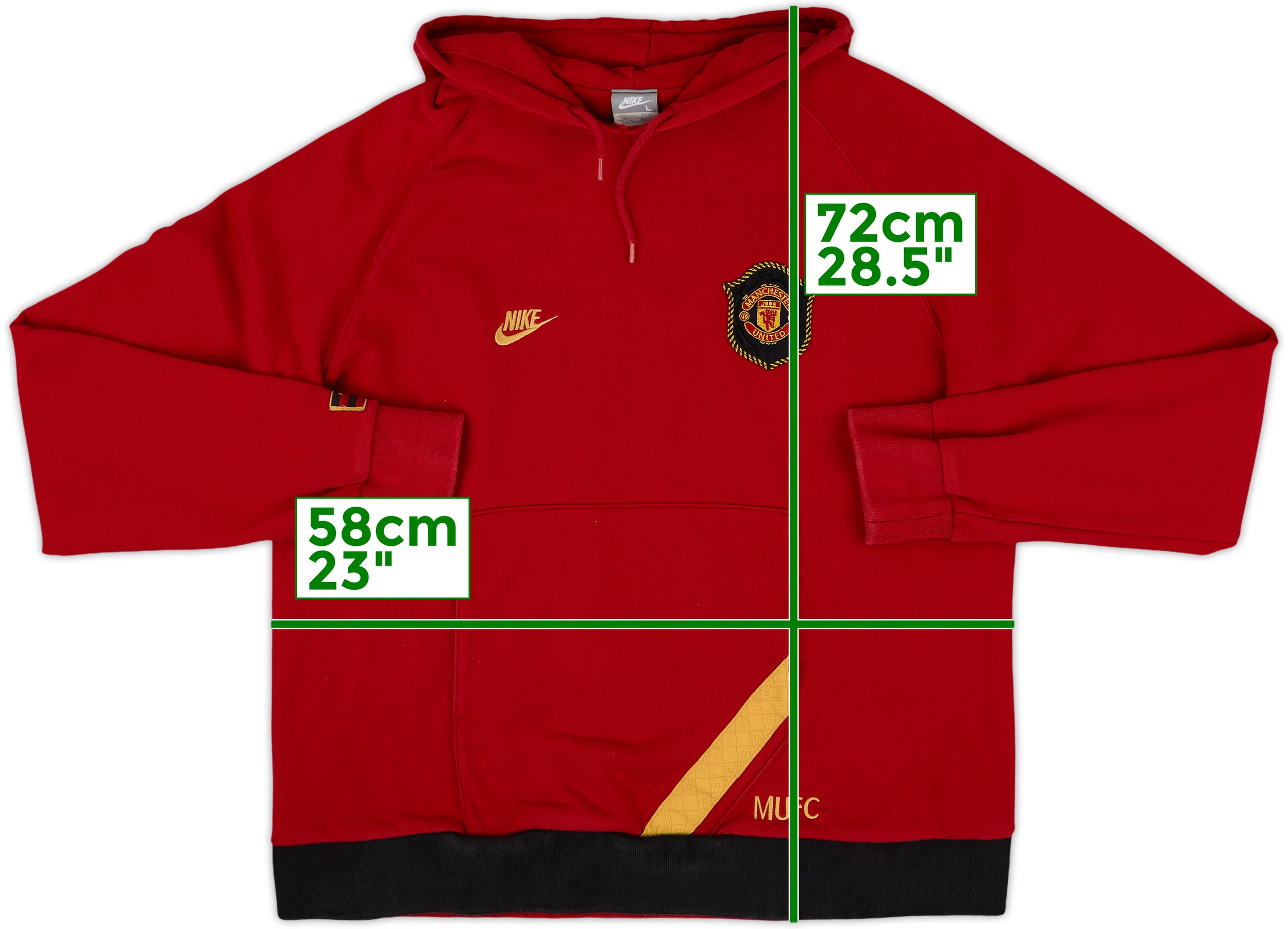 2007-08 Manchester United Nike Hooded Sweat Top - 8/10 - (L)