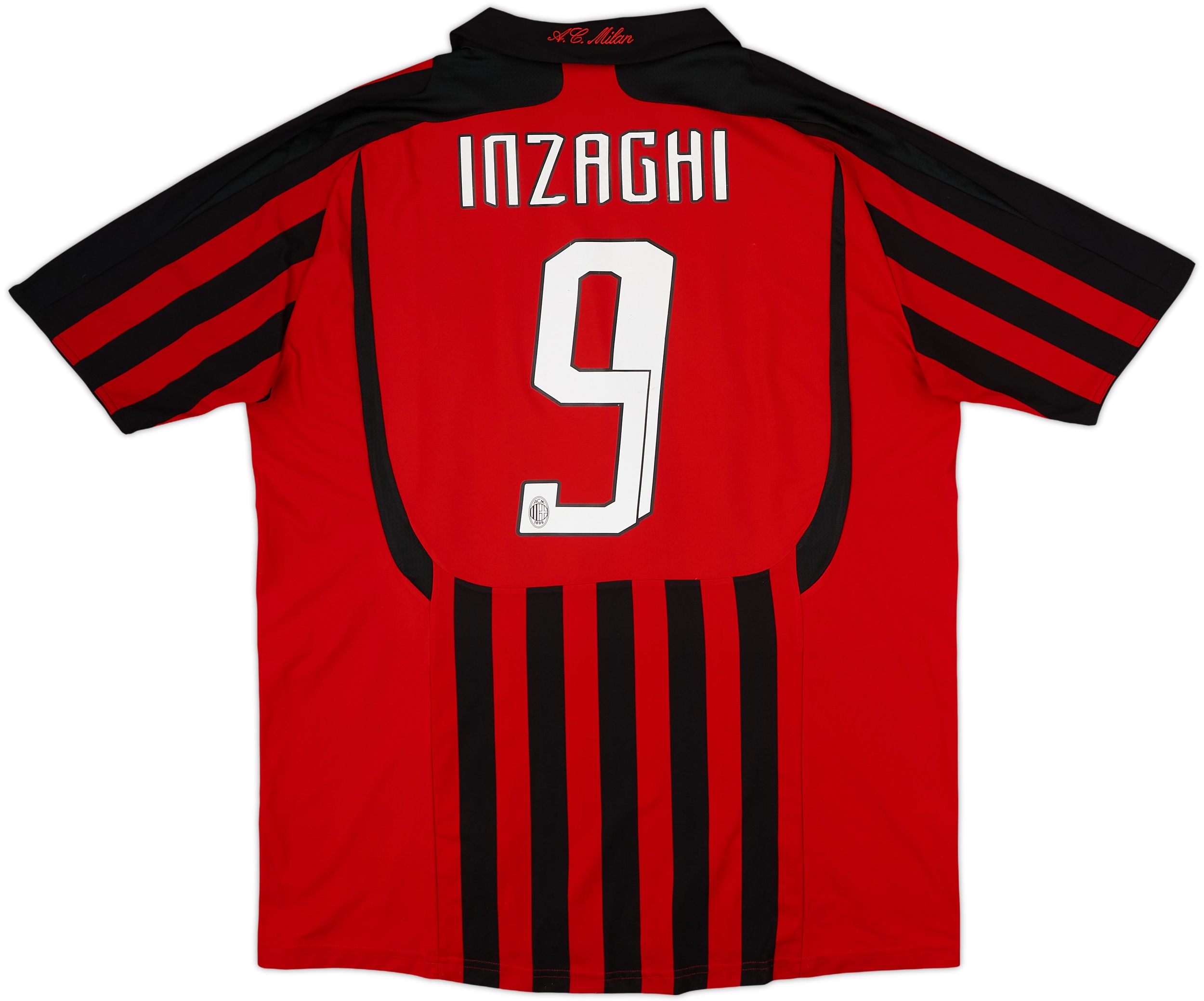 2007-08 AC Milan Home Shirt Inzaghi #9 - 8/10 - (XL)