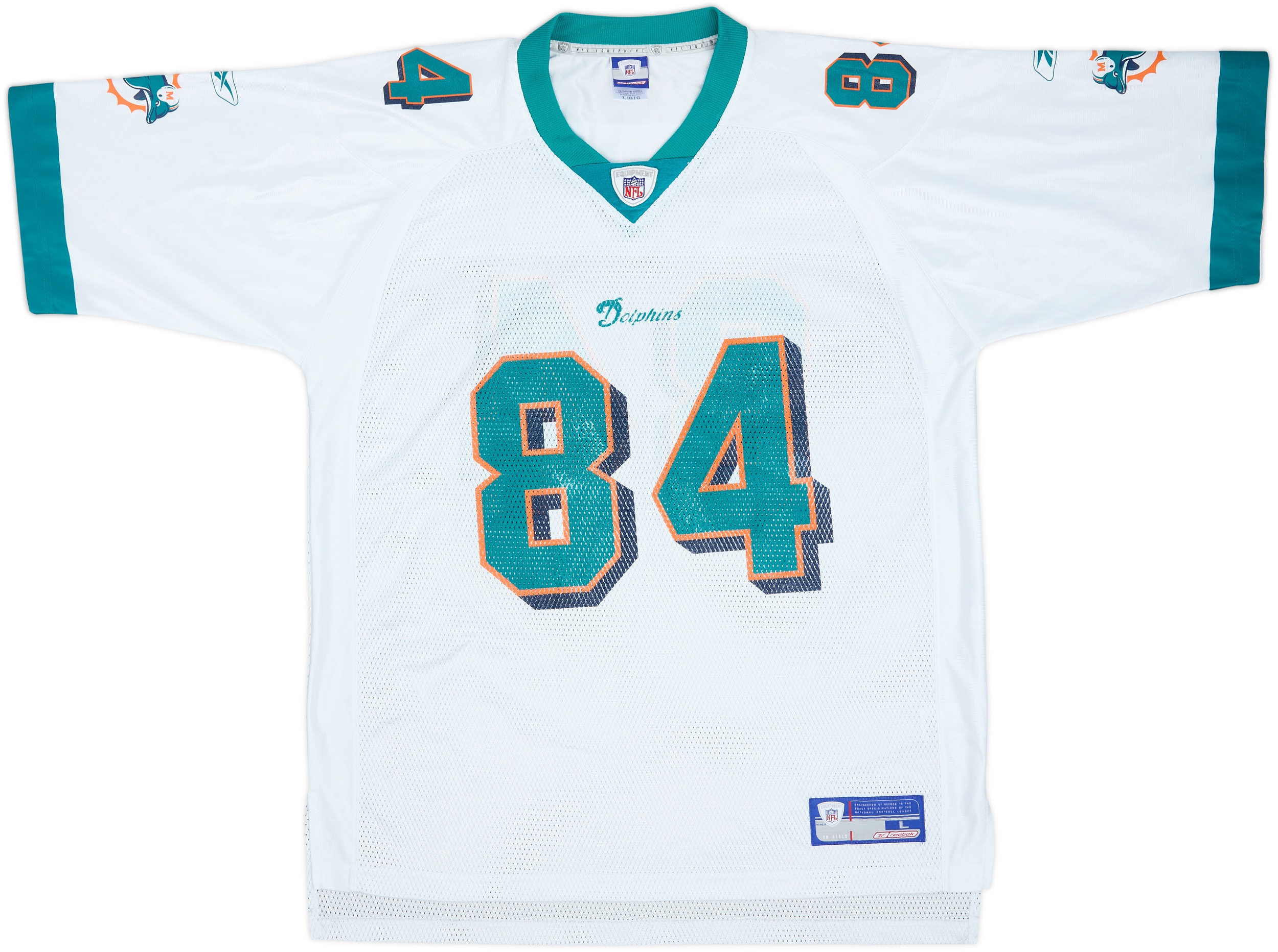 2002-04 Miami Dolphins Chambers #84 Reebok On Field Away Jersey