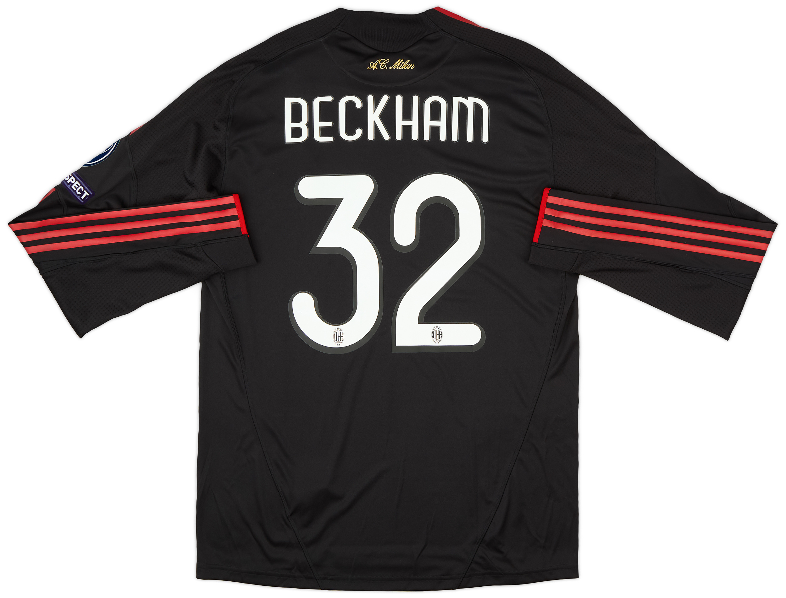 2009-10 AC Milan Player Issue Home L/S Shirt Beckham #32 (XL)