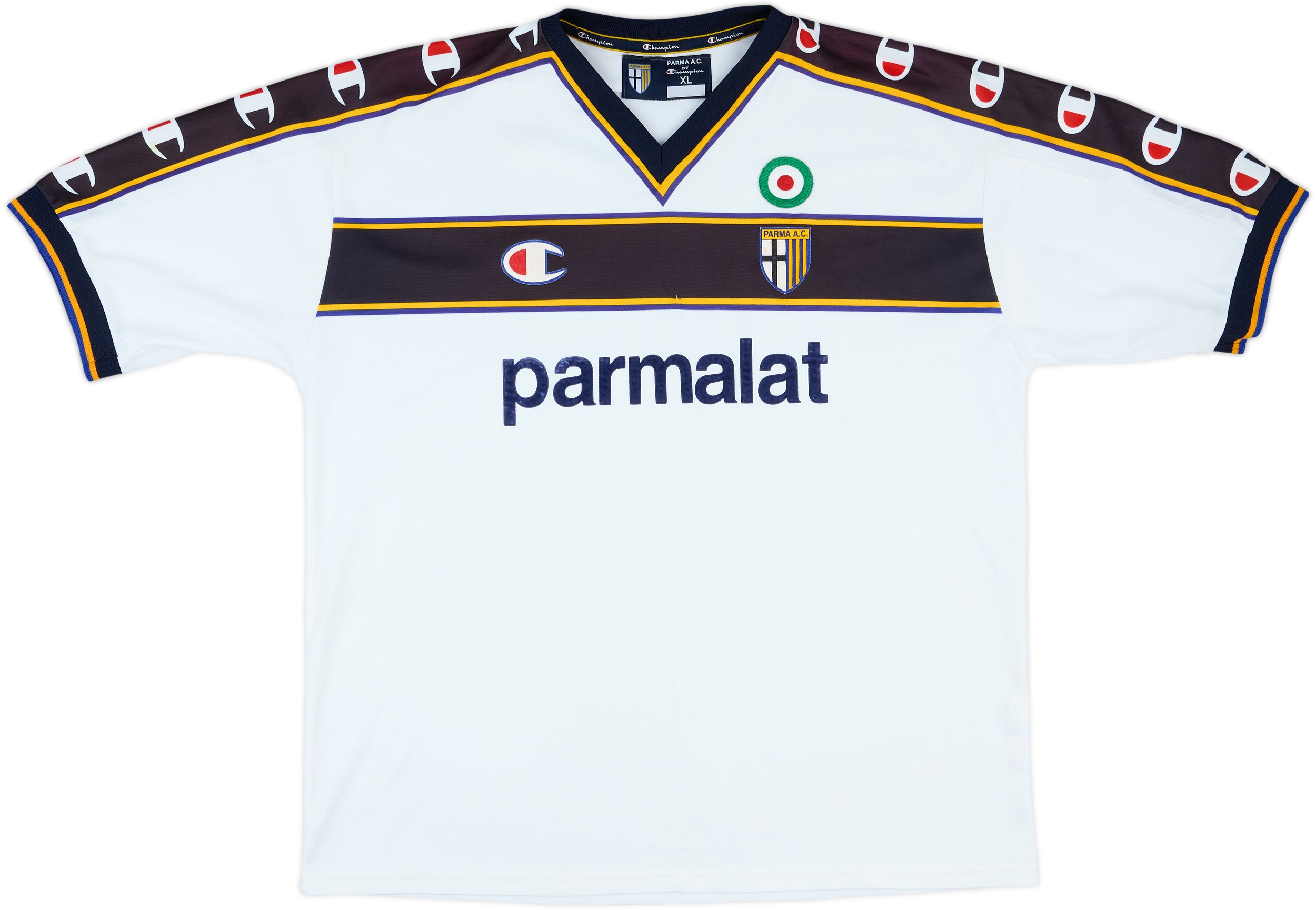 ウェア 2001/2002 PARMA A.C. AWAY FOOTBALL SHIRT PARMA ITALY SIGNED 2001/2002 AWAY FOOTBALL SHIRT CHAMPION XL