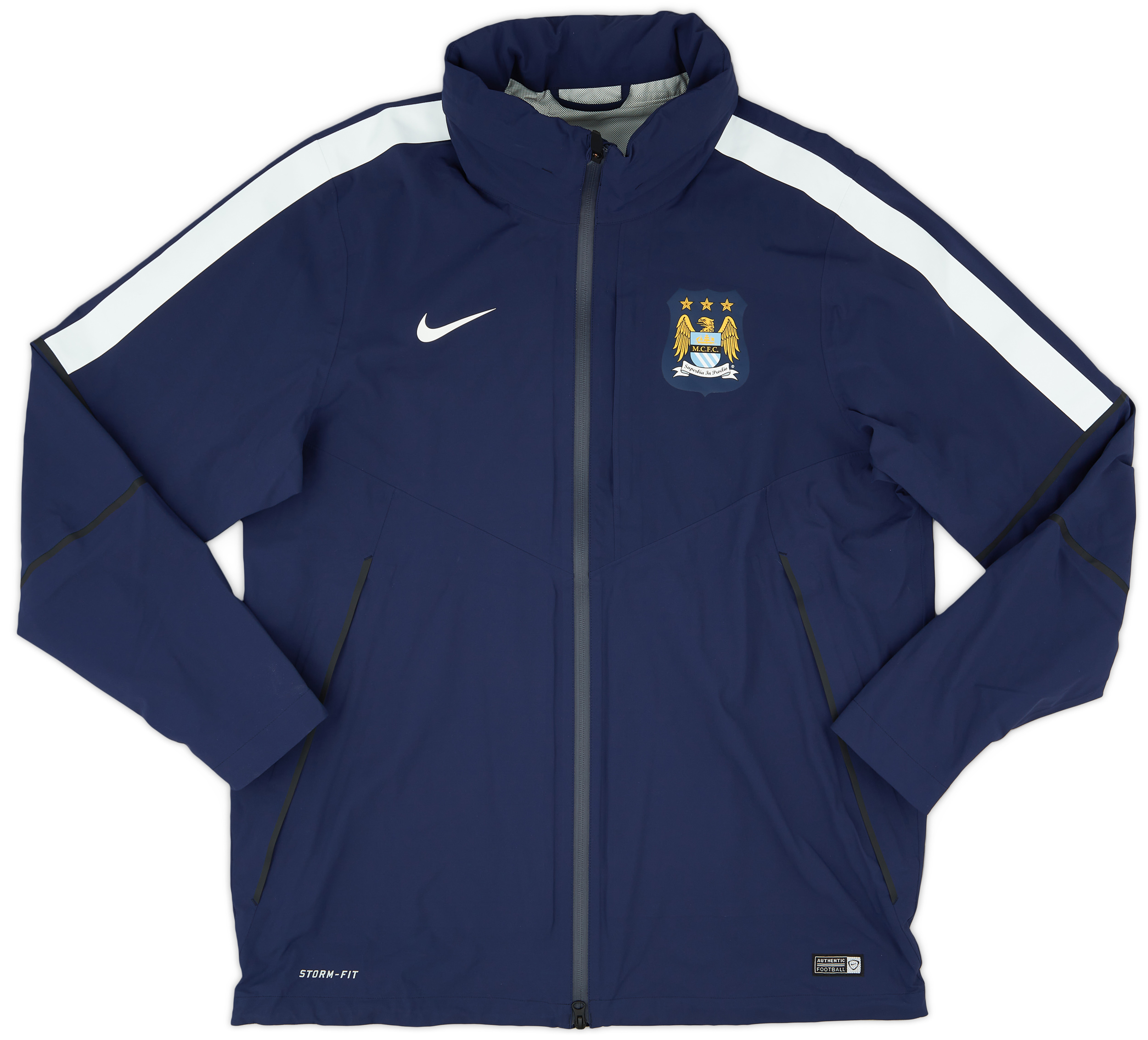 2014-15 Manchester City Nike Storm-Fit Hooded Rain Jacket - 9/10 - (XL)