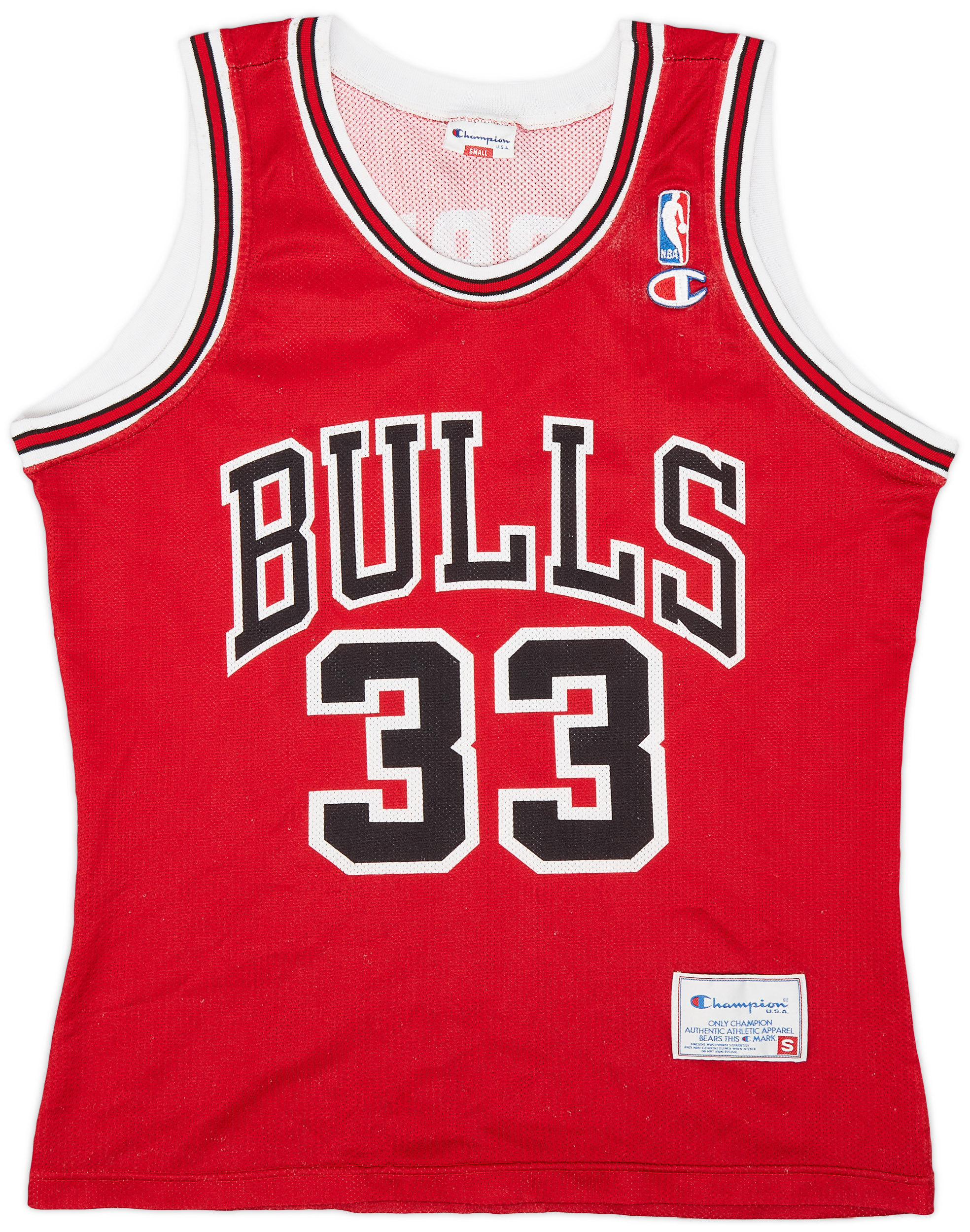 1991-98 Chicago Bulls Pippen #33 Champion Away Jersey (Very Good) S