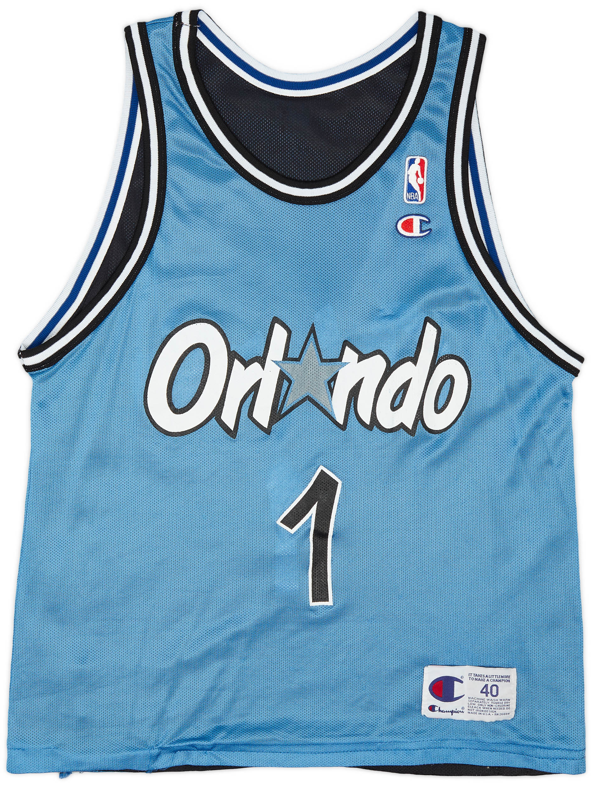 1995-98 Orlando Magic Hardaway #1 Champion Reversible Jersey (Very Good) M