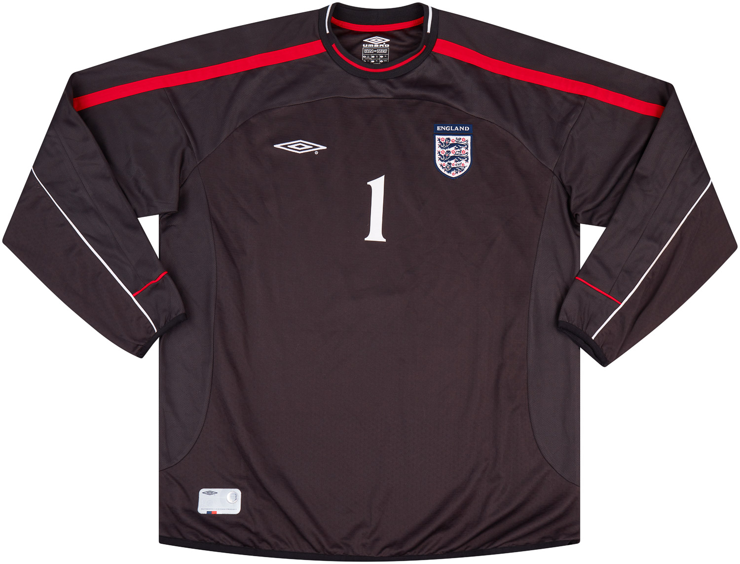ウェア UMBRO M 2002 ENGLAND Long sleeve uniform 2001-02 England Match Issue GK Shirt #1 (Evans)