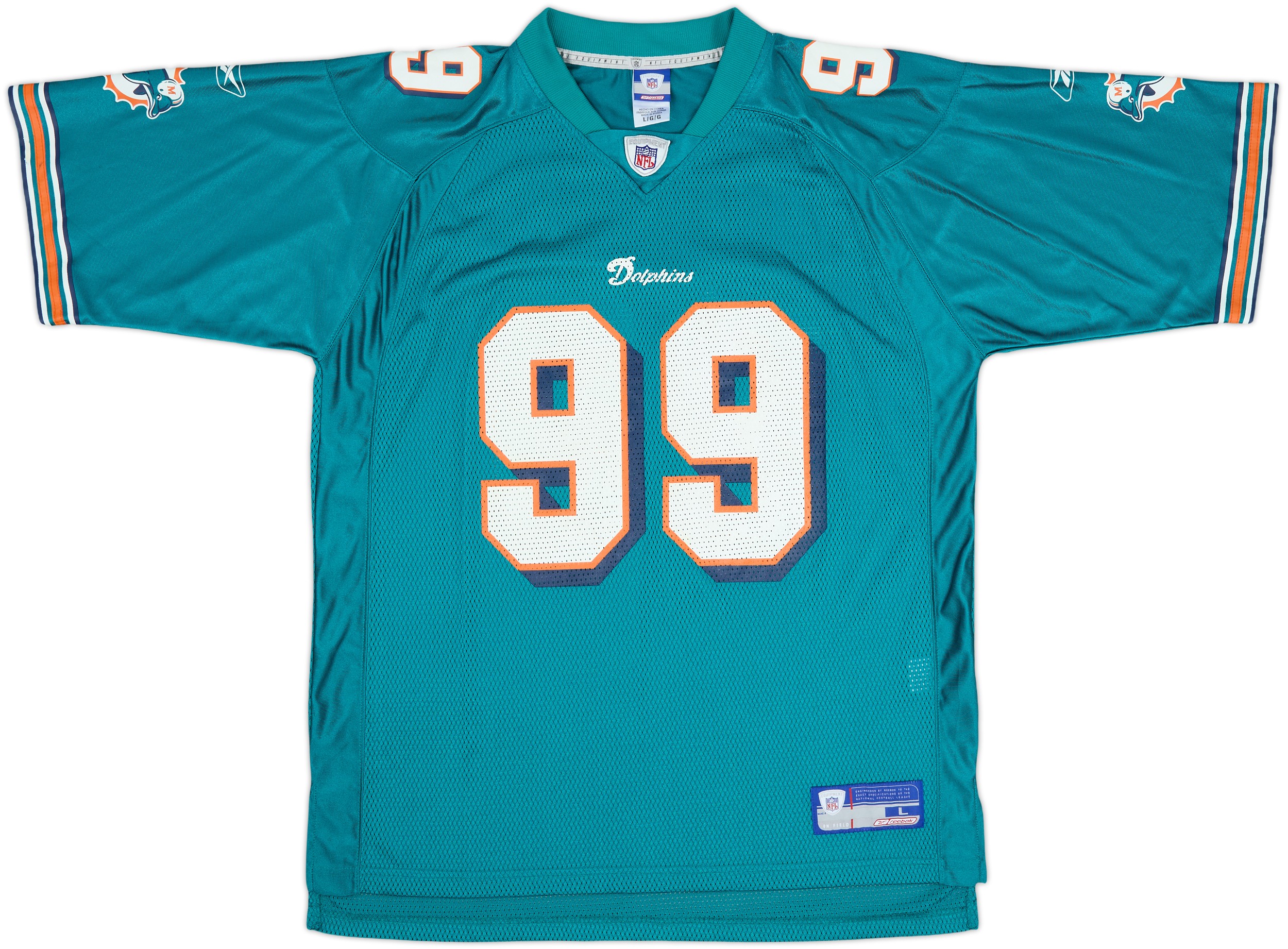 2002-04 Miami Dolphins Taylor #99 Reebok On Field Home Jersey - 8