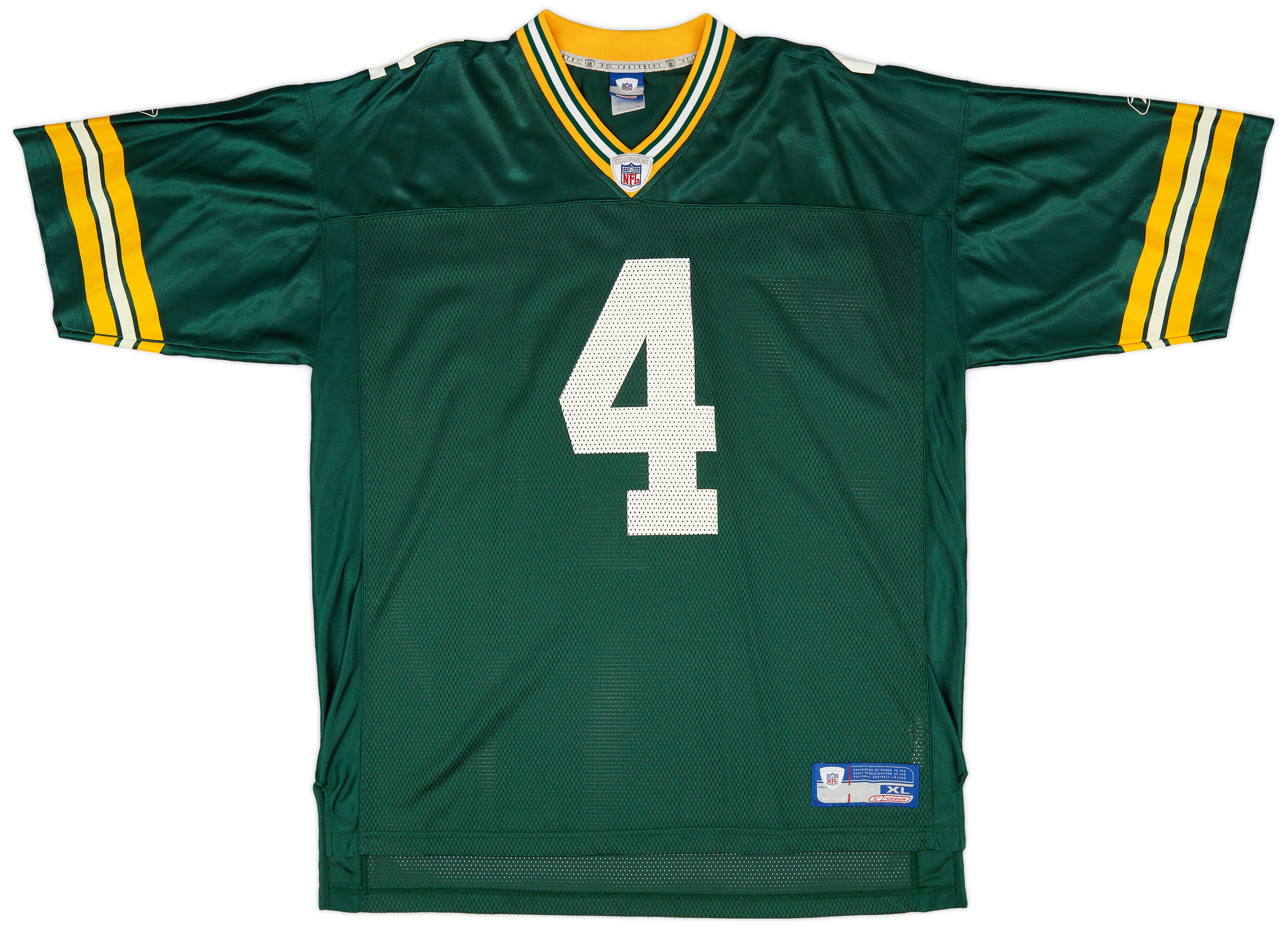 200204 Green Bay Packers Favre 4 Reebok On Field Home Jersey (Very