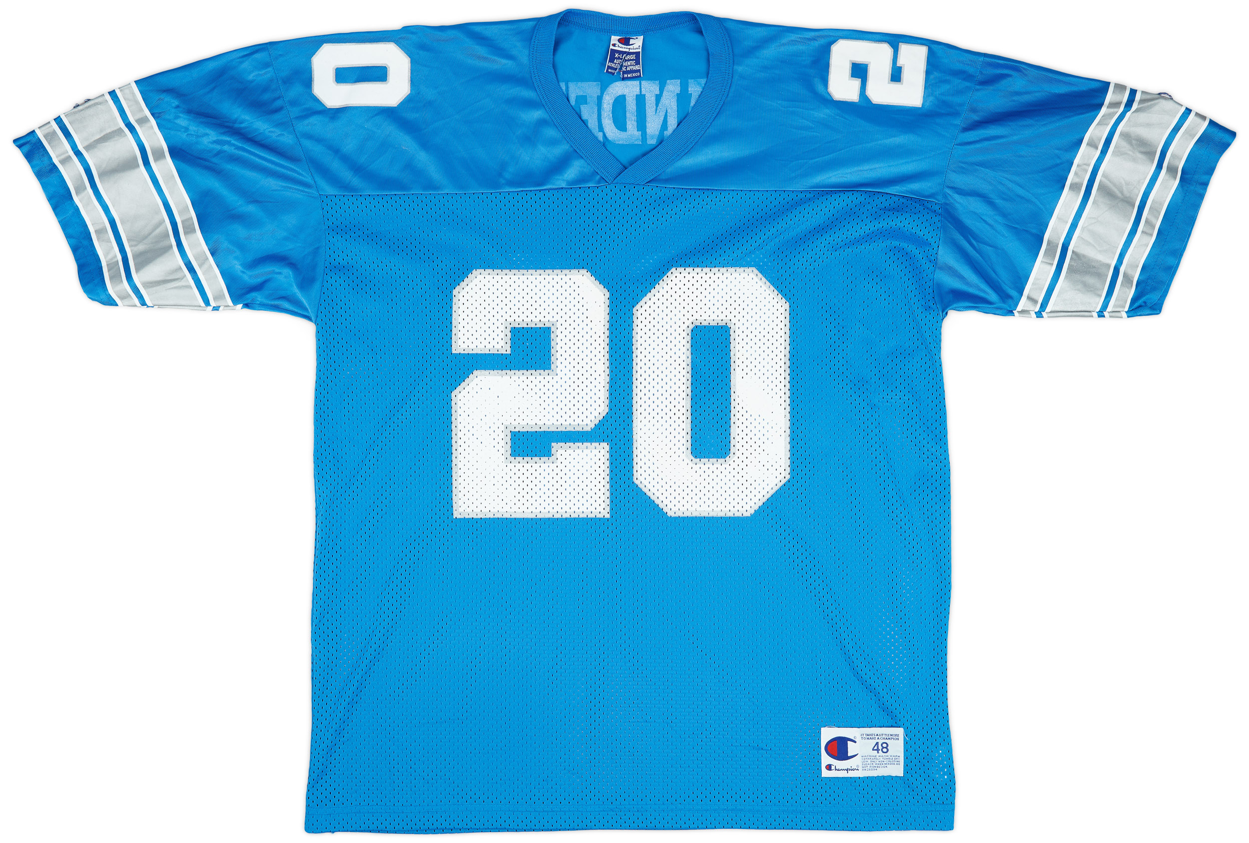 1998 Detroit Lions Sanders 20 Champion Home Jersey Very Good XL 1998-detroit-lions-sanders-20-champion-home-jersey-very-good-xl