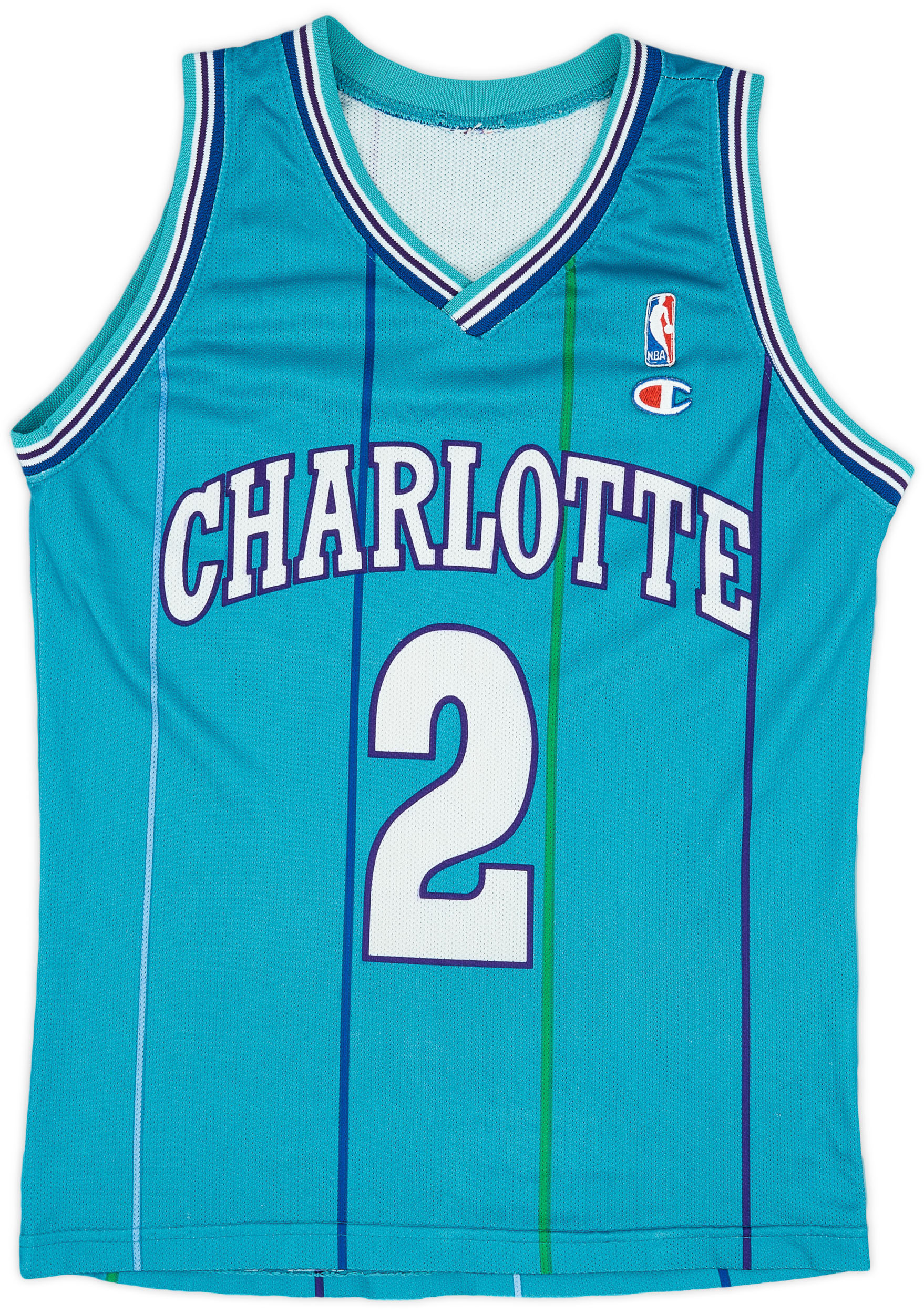 1992-96 Charlotte Hornets L. Johnson #2 Champion Away Jersey (Very Good) S