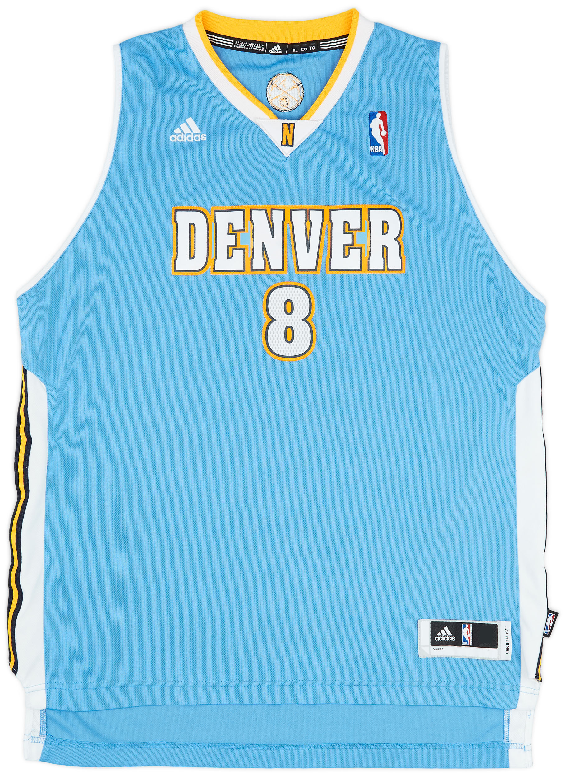 2011-14 Denver Nuggets Gallinari #8 adidas Swingman Away Jersey (Very Good) XL.Kids