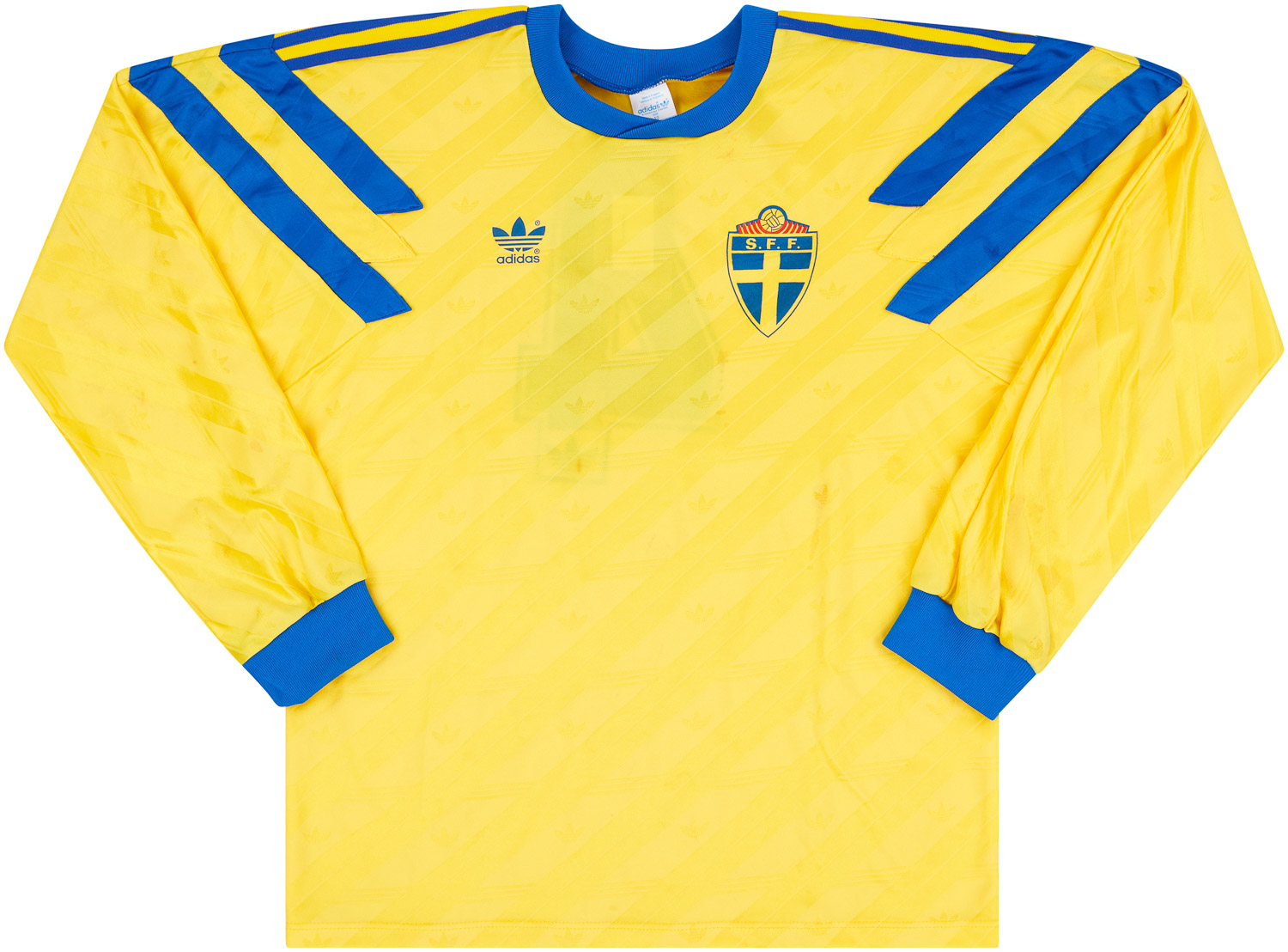 1992 Sweden U-21 Match Worn Home L/S Shirt #4 (Apelstav) v Scotland