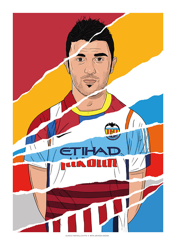 2000-2020 David Villa Career In Shirts A3 Print/Poster