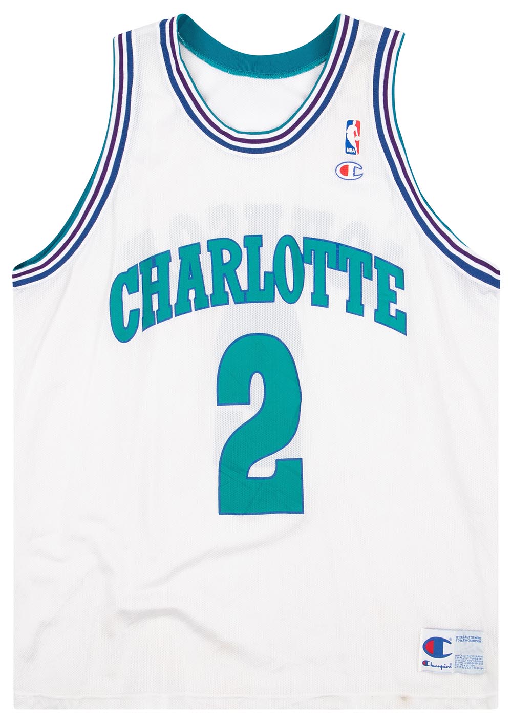 1991-95 Charlotte Hornets Johnson #2 Champion Jersey (Home) XL
