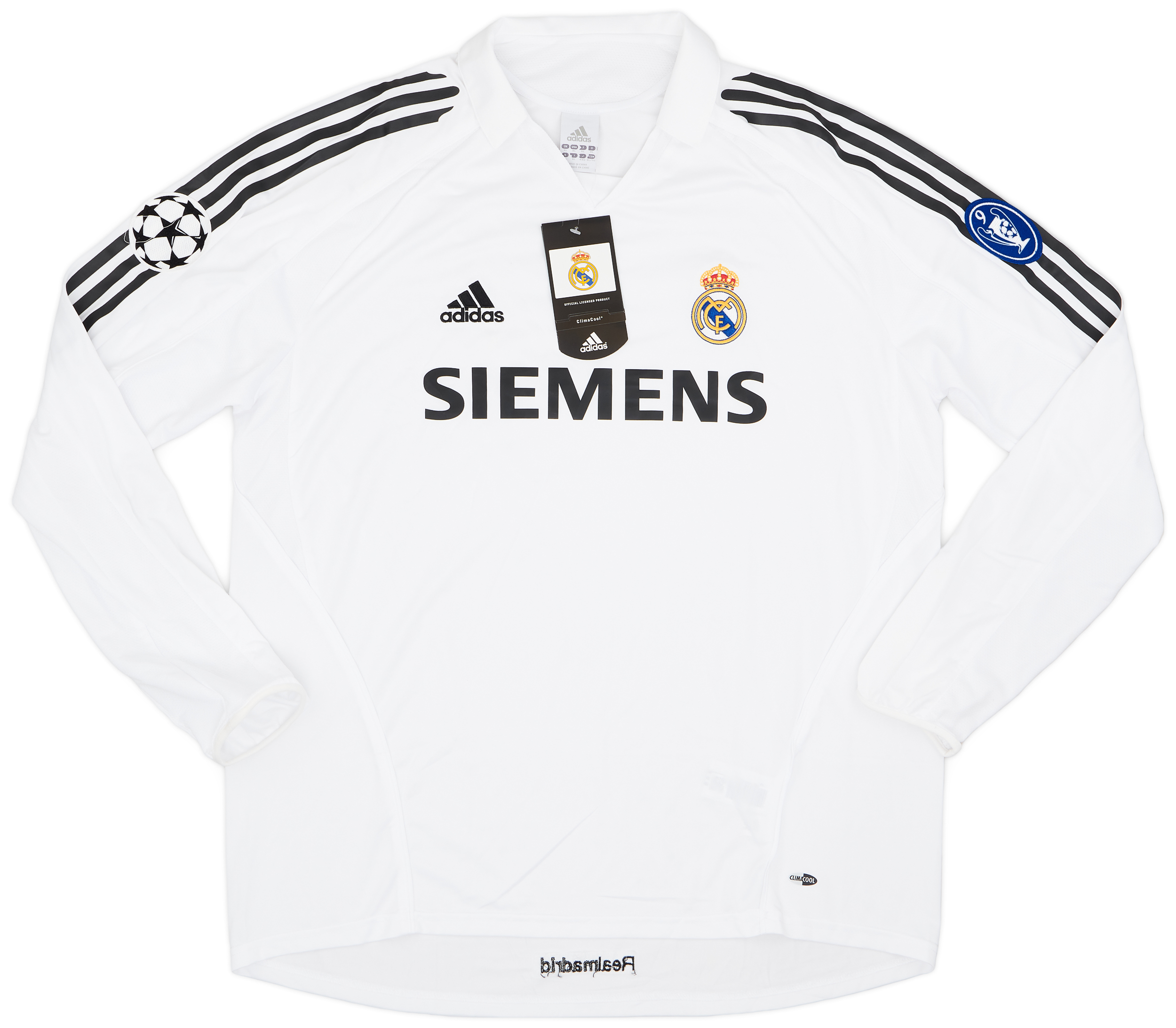 Real Madrid 2004-2005 CLパッチ付 長袖 ユニフォーム REAL MADRID 2004 2005 AWAY FOOTBALL SHIRT SOCCER JERSEY