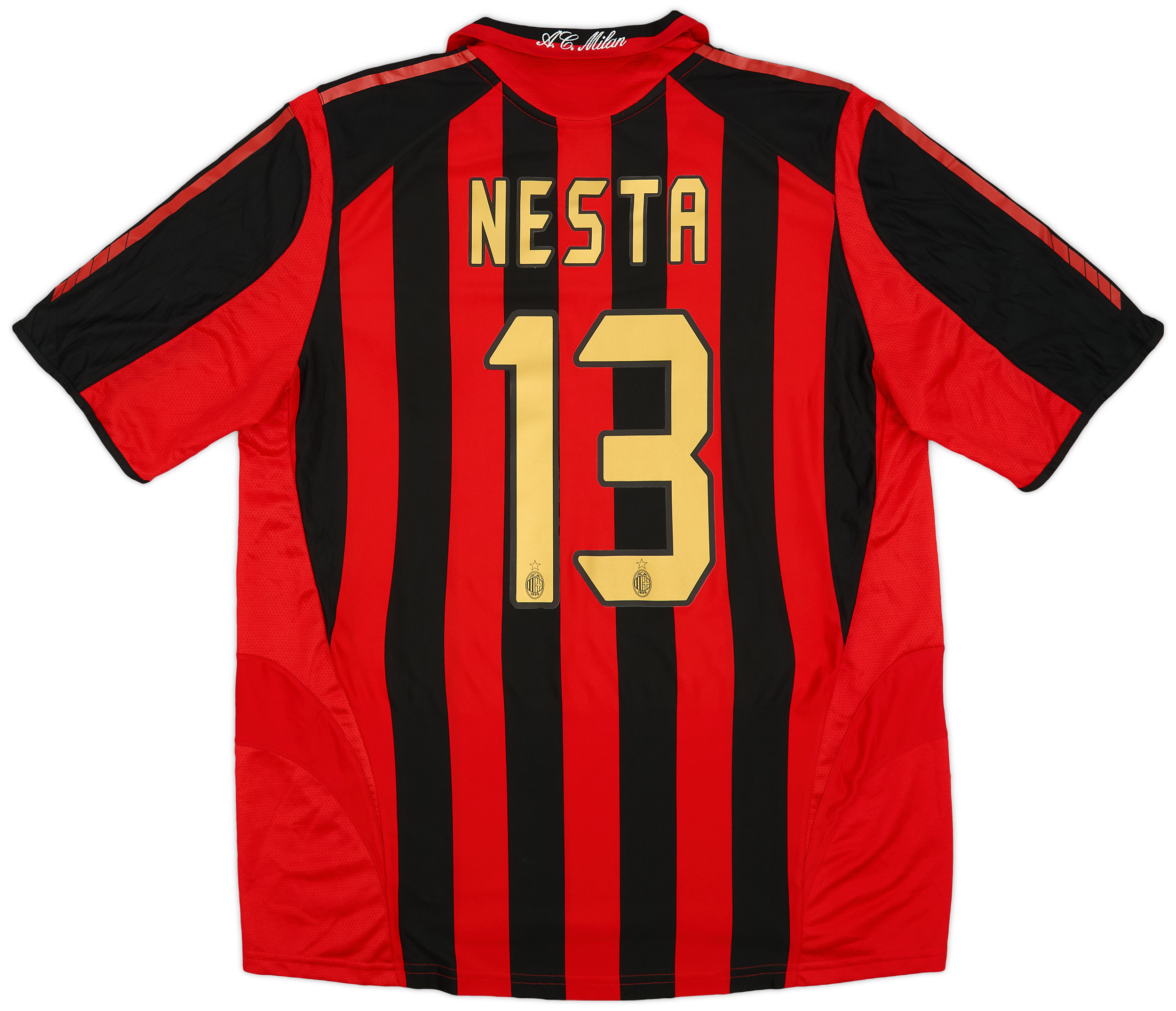 Framed Alessandro Nesta Signed AC Milan Home Soccer Jersey #13 with Beckett Witness