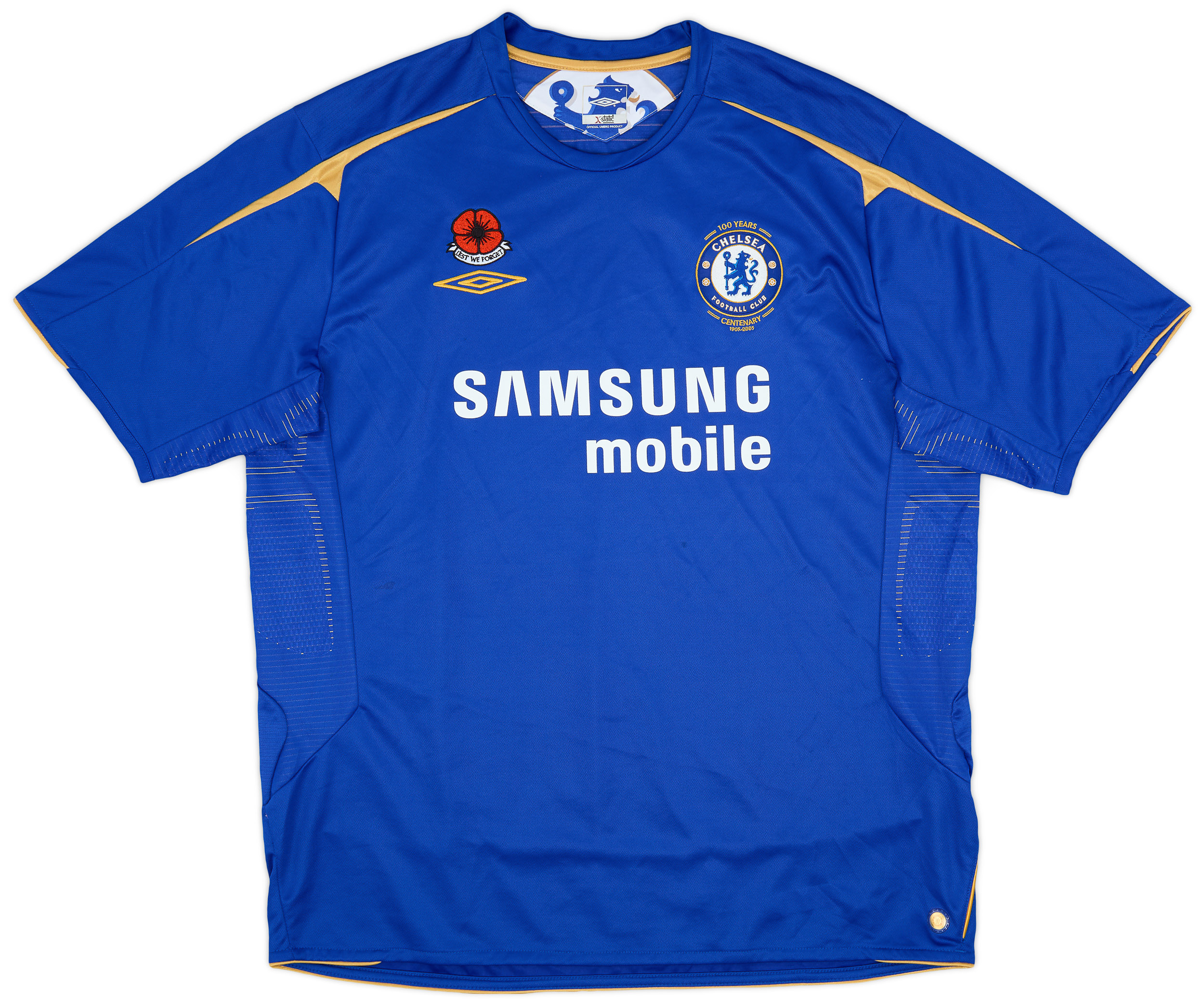 Chelsea Poppy 2005-06 Chelsea Centenary 'Poppy' Home Shirt - 8/10 - (XXL)