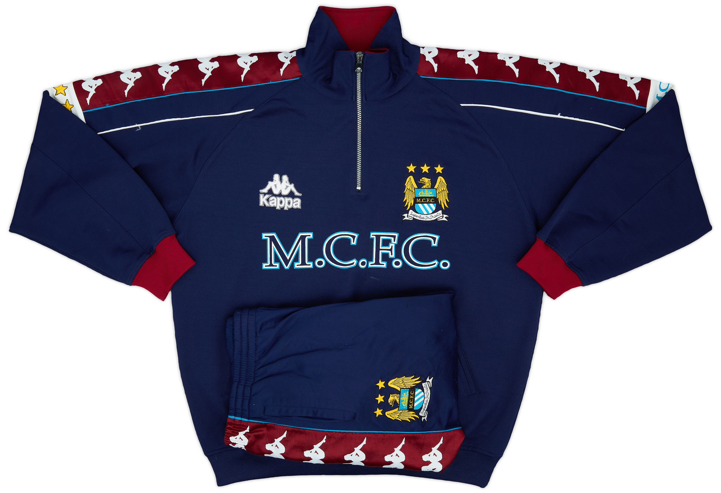 ウェア 97-99season manchester city nylon jacket MANCHESTER CITY 1997 1999 1/4 ZIP TRAINING SWEATSHIRT KAPPA