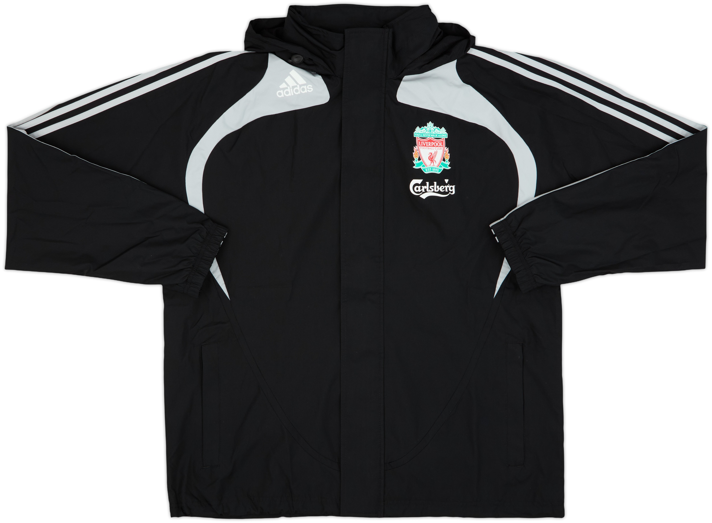 2008-09 Liverpool adidas Hooded Rain Jacket - 10/10 - (L)