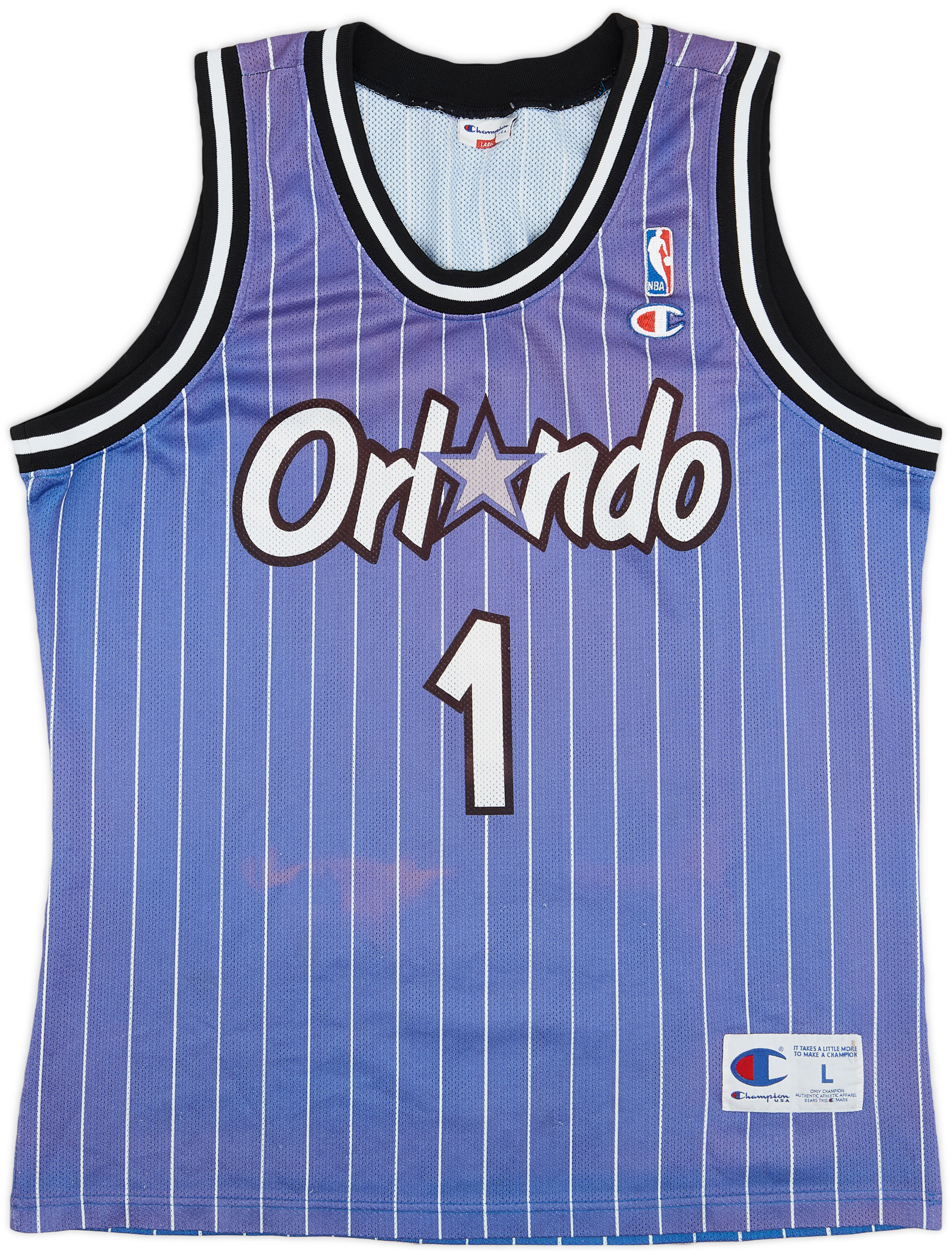 1994-98 Orlando Magic A.Hardaway #1 Champion Away Jersey - 5/10 - (L)