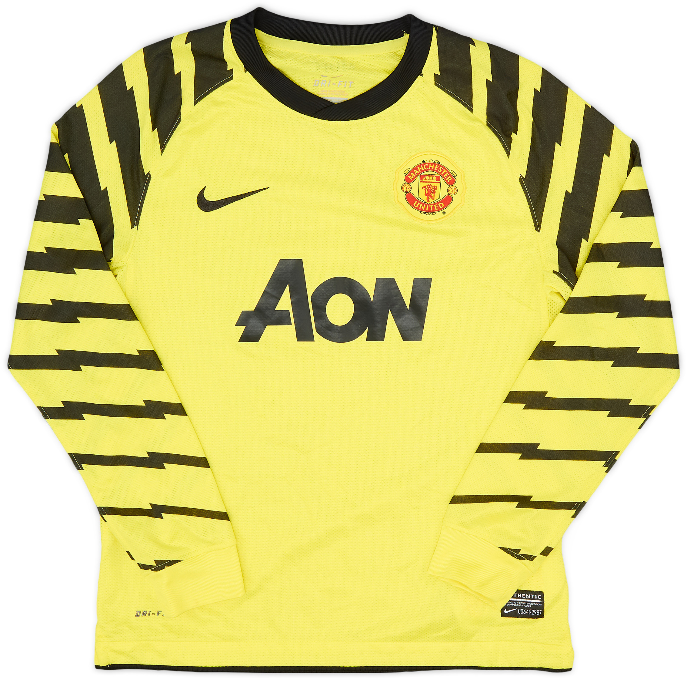 2010-11 Manchester United Yellow GK Shirt Van Der Sar #1 - 10/10 - (M.Boys)