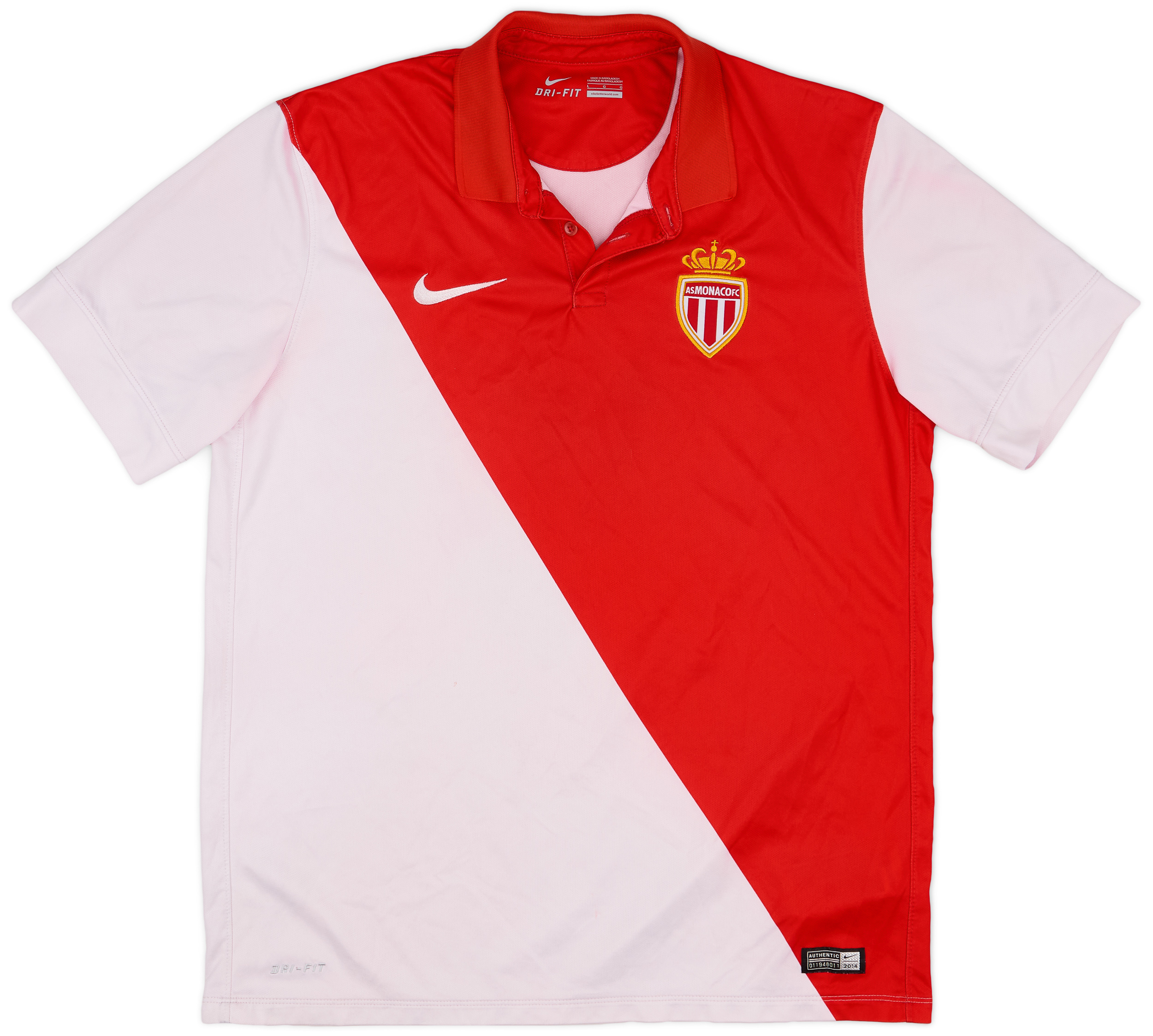 Maillot Domicile AS Monaco 2014/15 Homme - Nike, Taille L, Rouge, état Correct