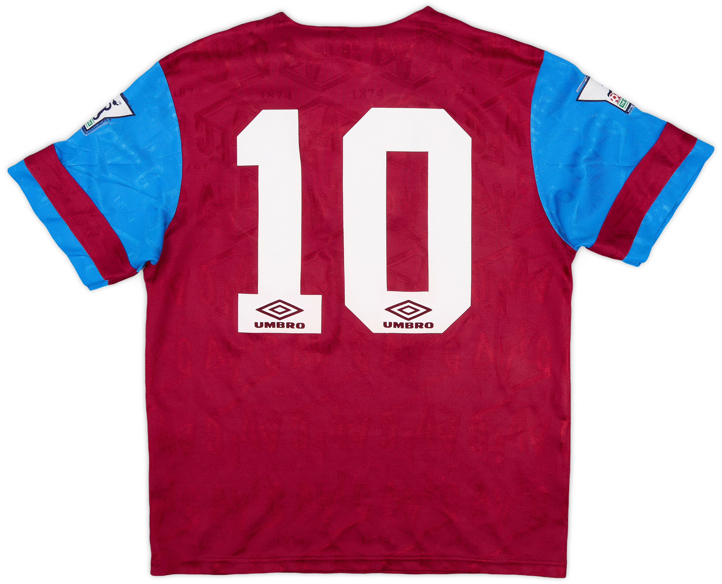 【正規1992-93 Umbro Aston Villa home shirt】 1992-93 Aston Villa Home Shirt - 9/10 - (XL)