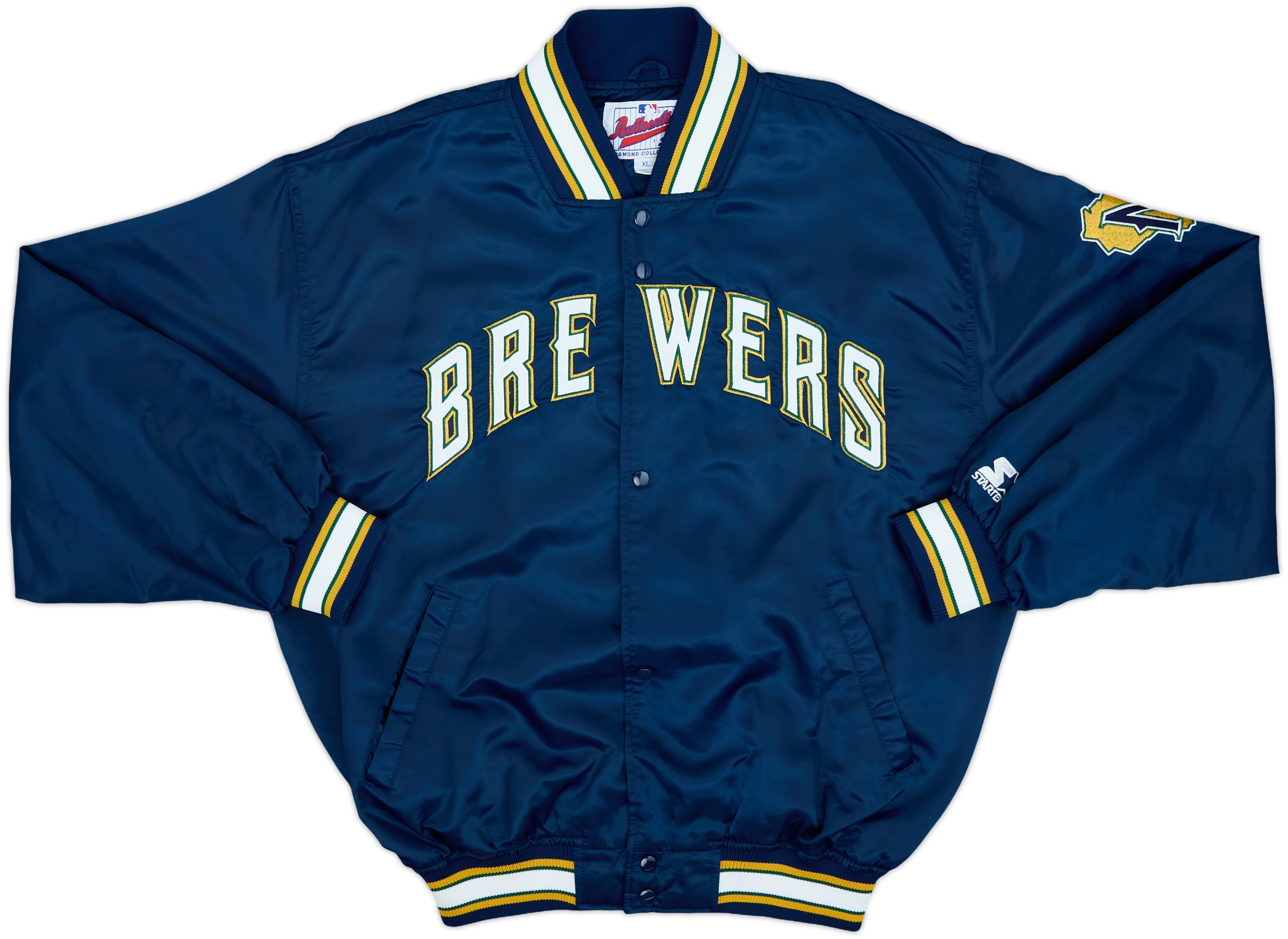 00s Majestic × MIL.Brewers XLサイズ プルジャケット 1994-99 Milwaukee Brewers Starter Satin Varsity Jacket - 9