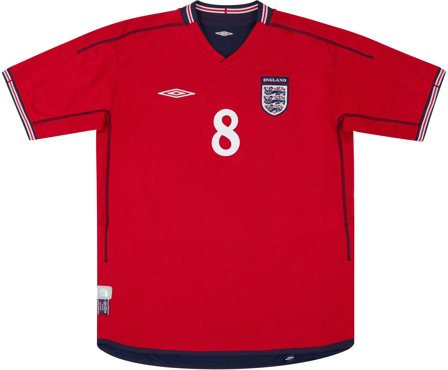 【99/01 Umbro England home Scholes #8】 1999-01 England Home Shirt Scholes #8 - 9/10