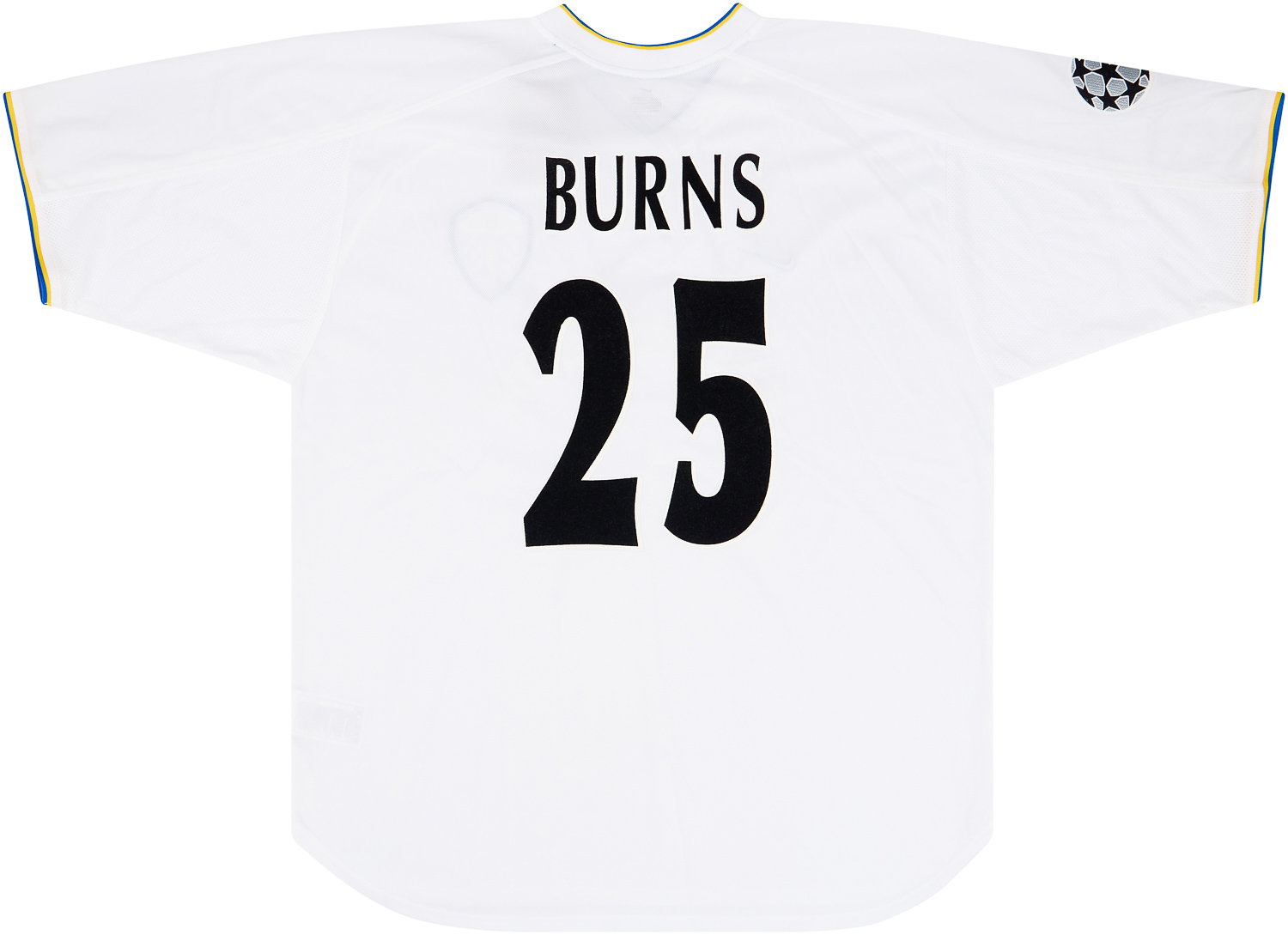 2000-01 Leeds United Match Issue Champions League Home Shirt Burns #25 (v Real Madrid)