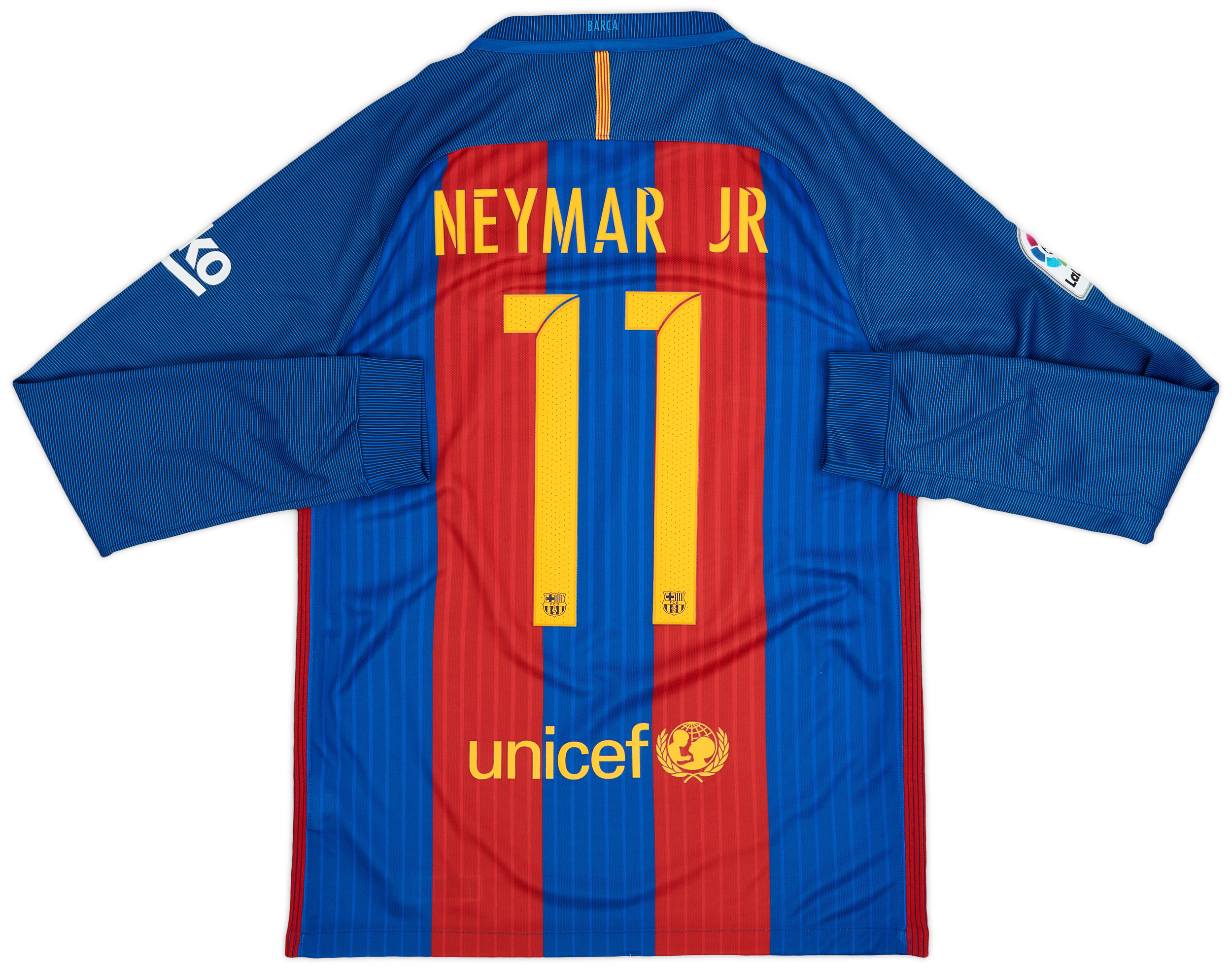 FCバルセロナ NEYMAR JR 11番 シャツ　ホーム　16-17 2016-17 Barcelona Home L/S Shirt Neymar Jr #11 - 9/10 - (S)