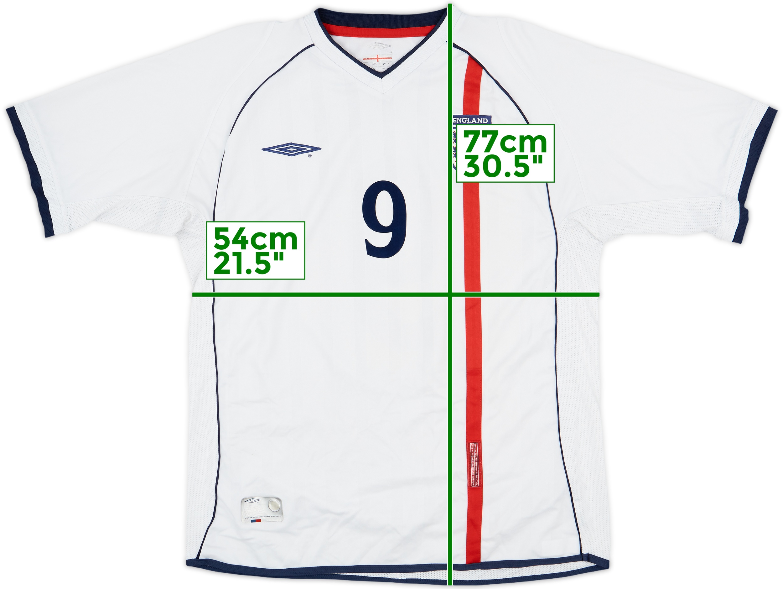 2001-03 England Home Shirt Fowler #9 - 7/10 - (XL) 2001-03 England Home Shirt Fowler #9 - 7/10 - (XL)