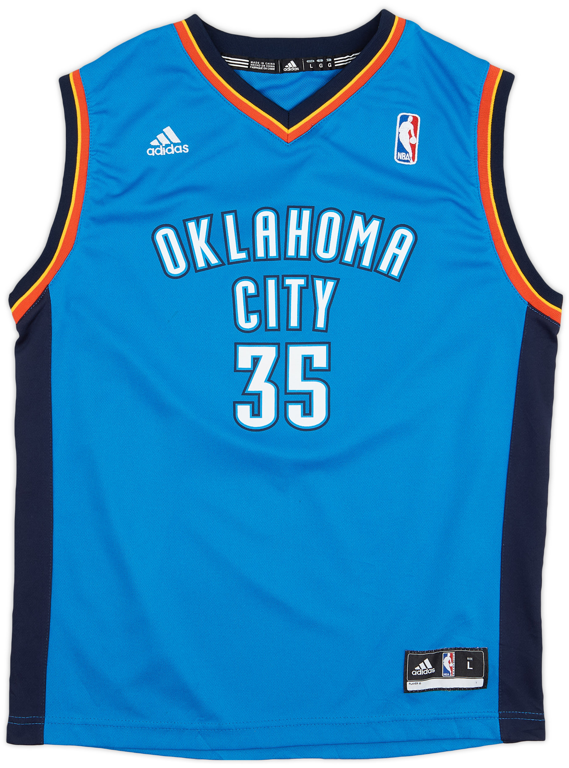 2010-14 Oklahoma City Thunder Durant #35 adidas Away Jersey - 8/10 - (L.Boys)