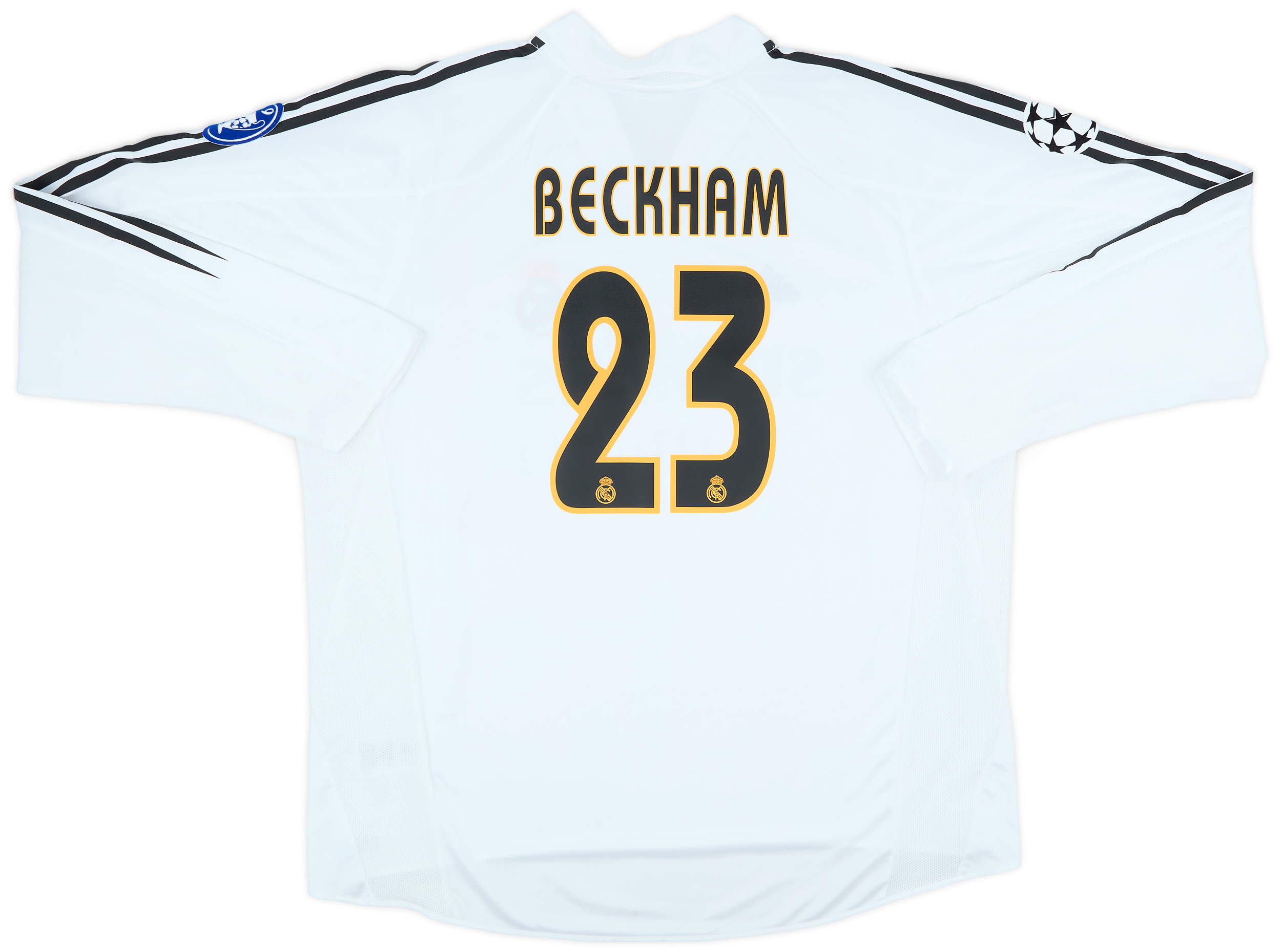 2004-05 Real Madrid Home L/S Shirt Beckham #23 - 9/10 - (XXL)