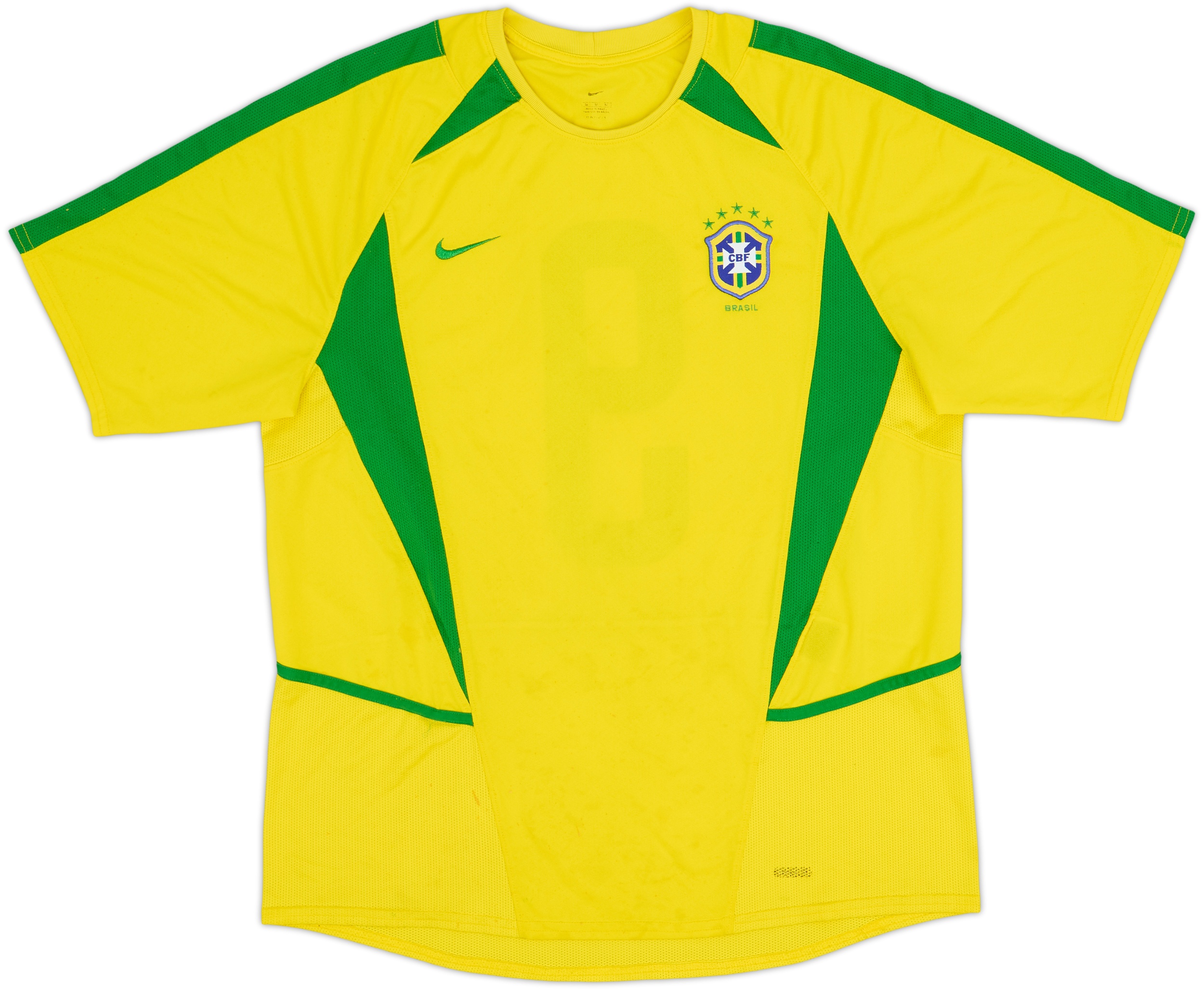2002-04 Brazil Home Shirt #9 - 6/10 - (M)