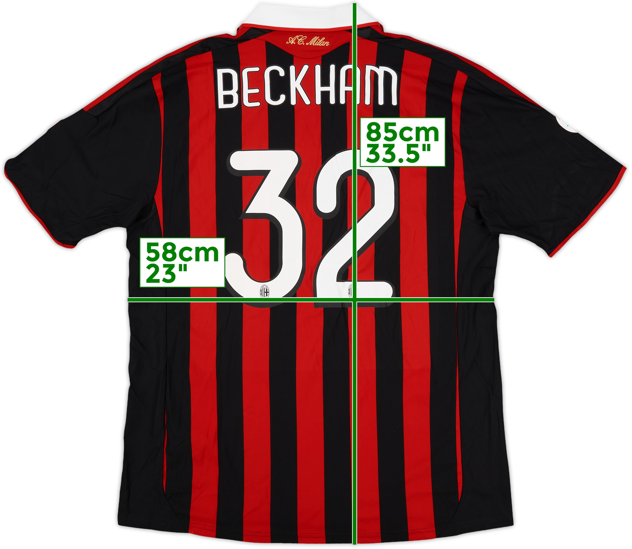 【新品未使用】AC MILAN 2009-10 #32 BECKHAM HOME 2009-10 AC Milan Third Shirt Beckham #32 - 8/10 - (XL)