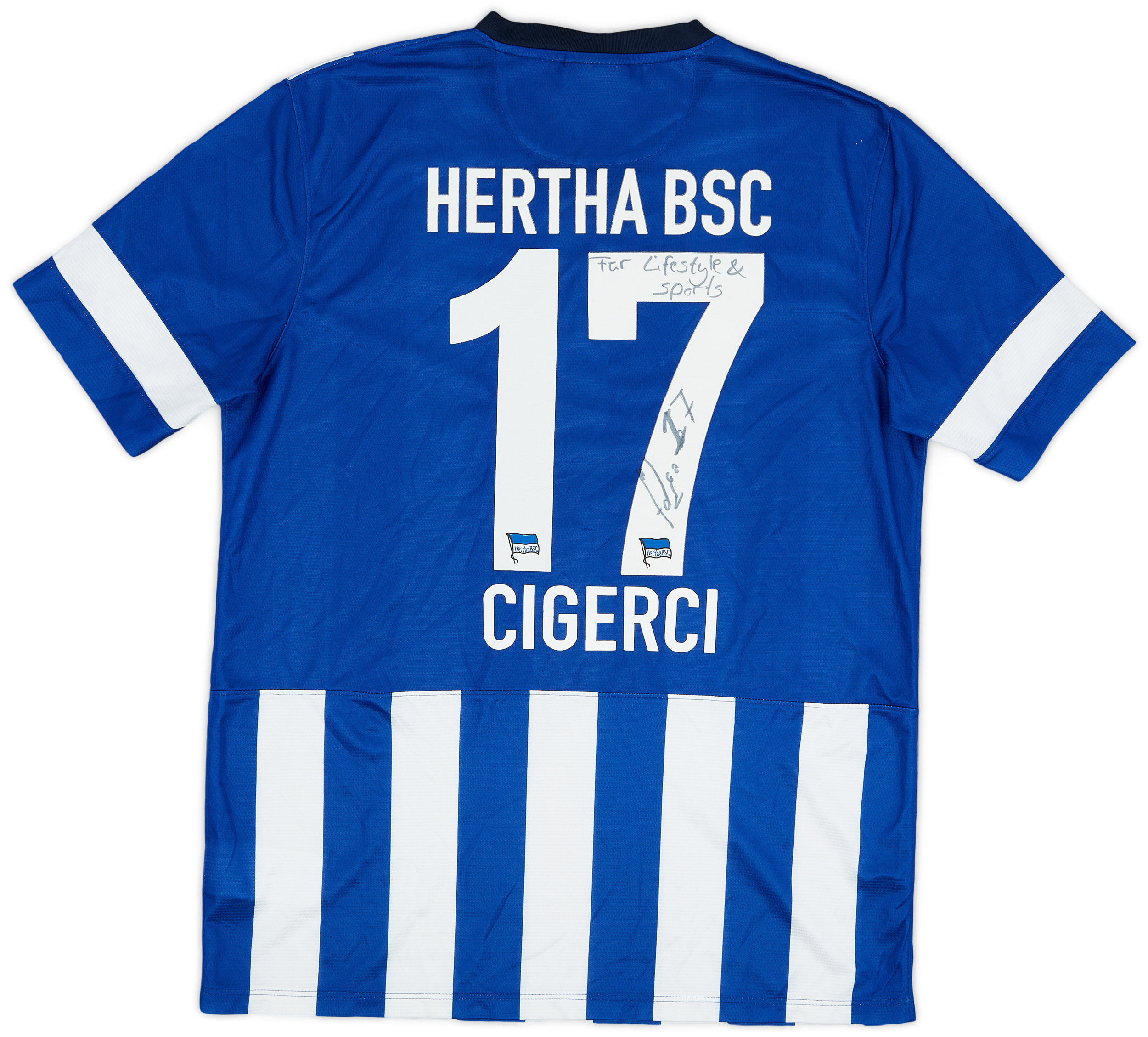 201314 Hertha Berlin Signed Home Shirt Cigerci 17 6/10 (L)